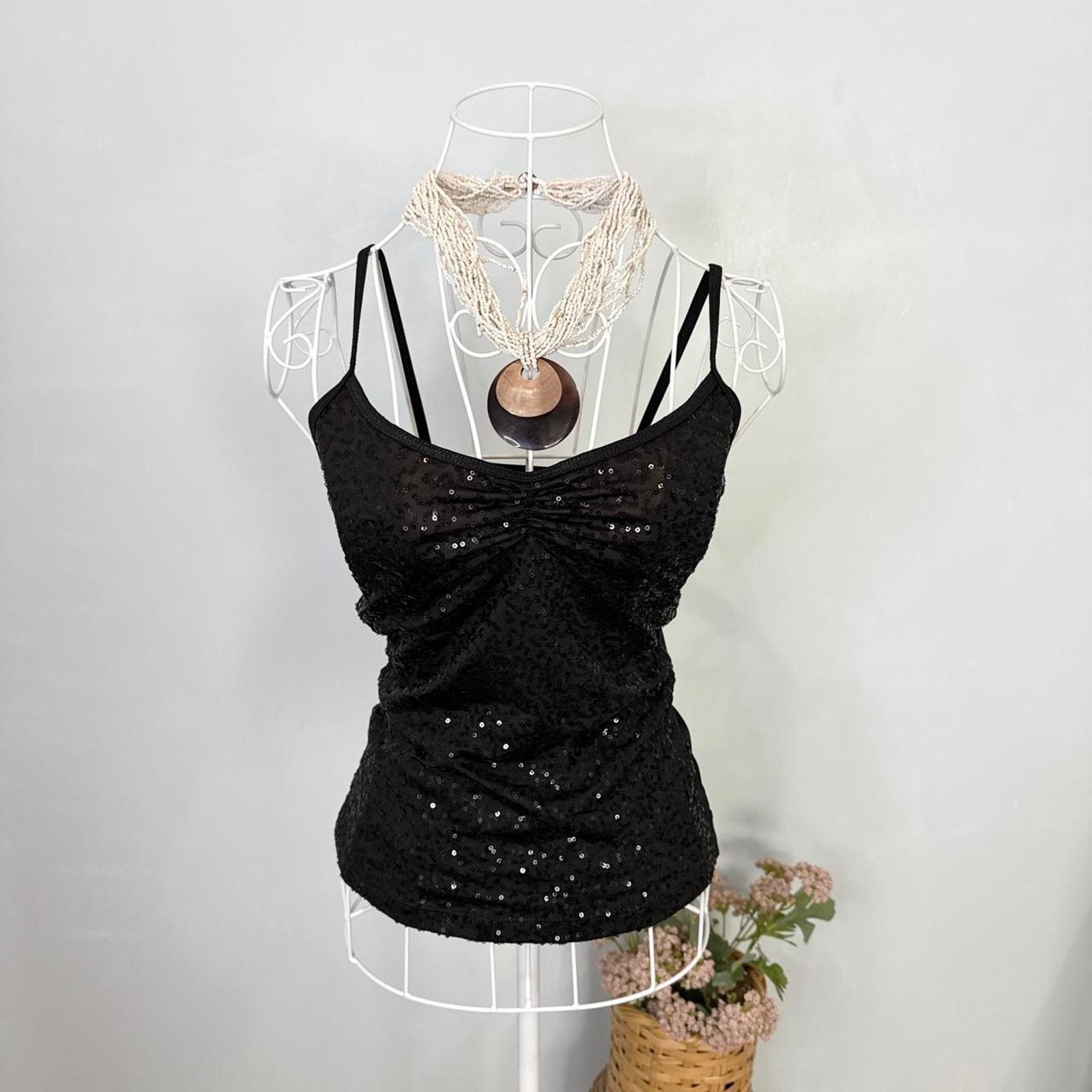 Other Stunning black vintage 90s y2k sequin ibiza sequin tank Size S / US 4 / IT 40 - 1 Thumbnail