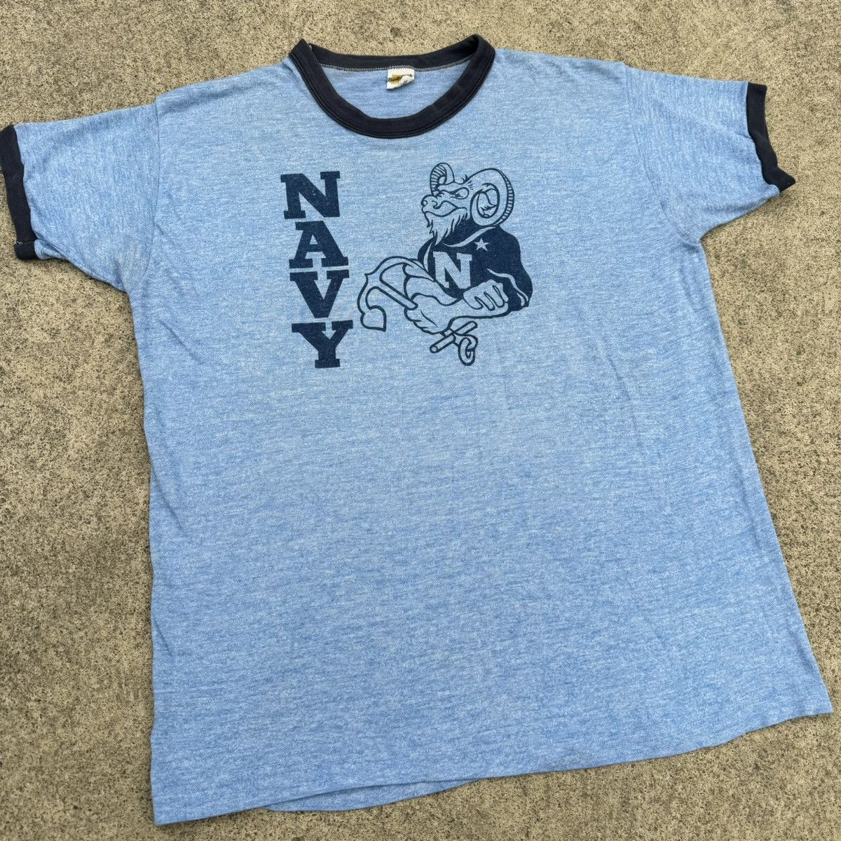 Russell Athletic × Vintage VINTAGE 1970s RUSSELL ATHLETIC US NAVY DEPT RINGER SHIRT Size US L / EU 52-54 / 3 - 3 Thumbnail