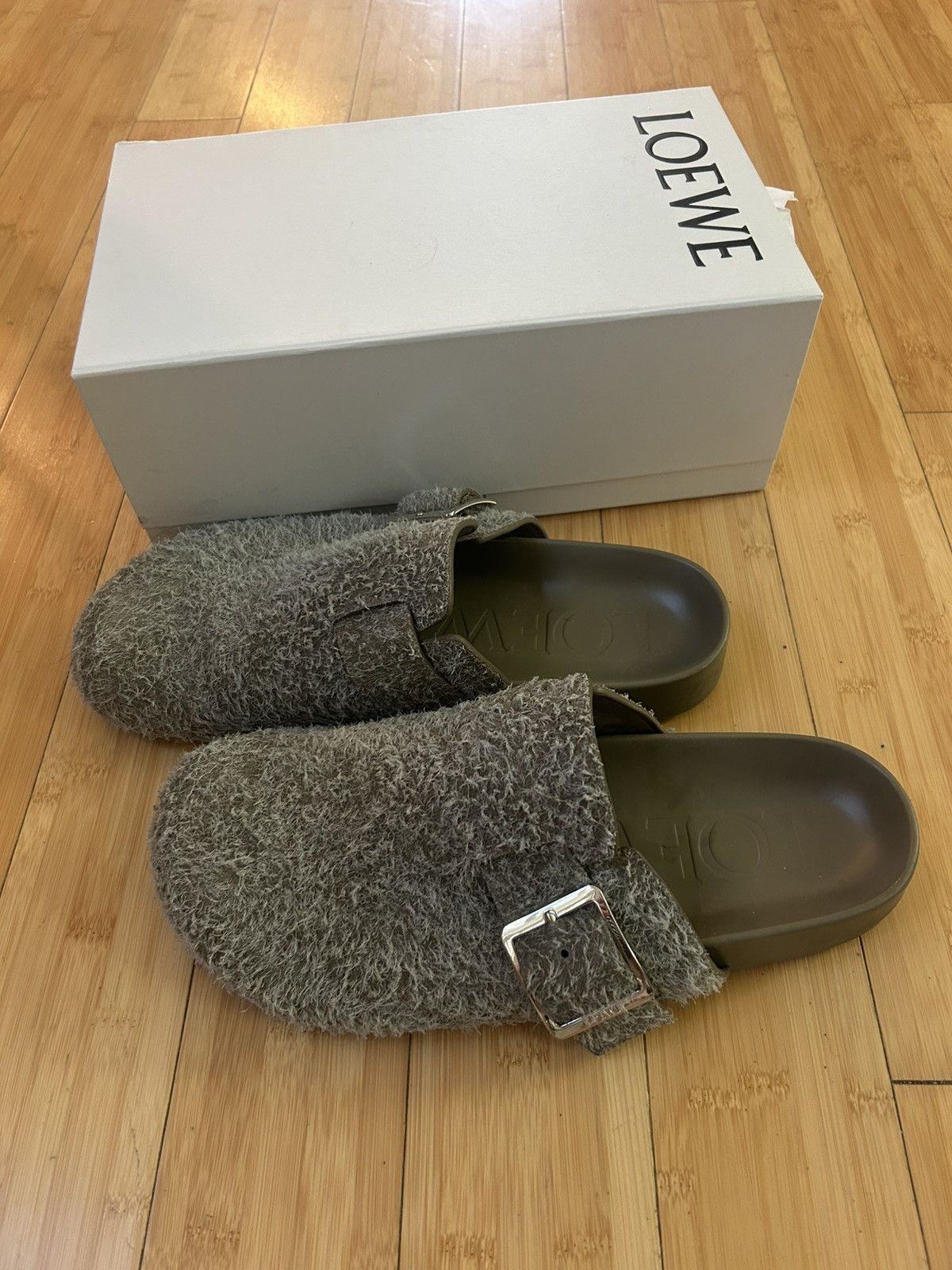 Loewe Loewe Brushed Suede Buckle Mules Size US 12 / EU 45 - 2 Thumbnail