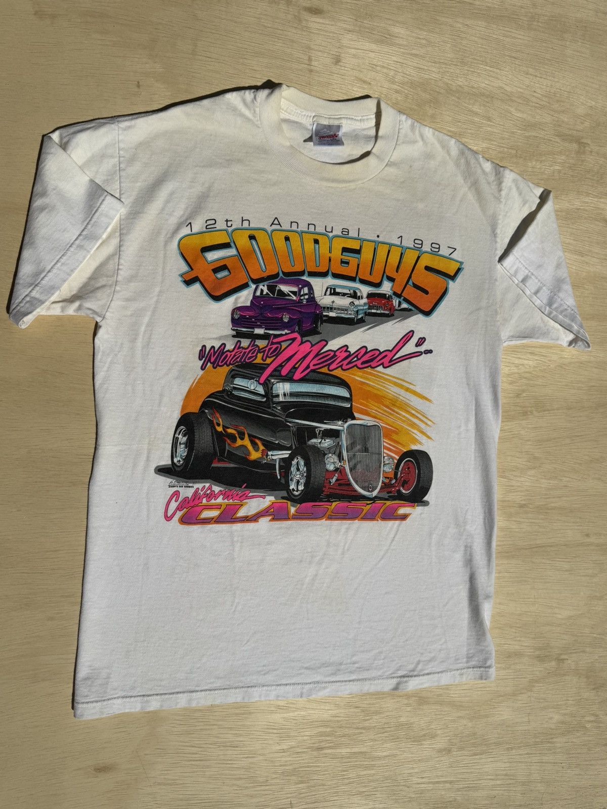 Ford × Vintage 1997 Hot Rod Car Show Vintage 90’s Neon AOP T-Shirt Size US M / EU 48-50 / 2 - 2 Thumbnail