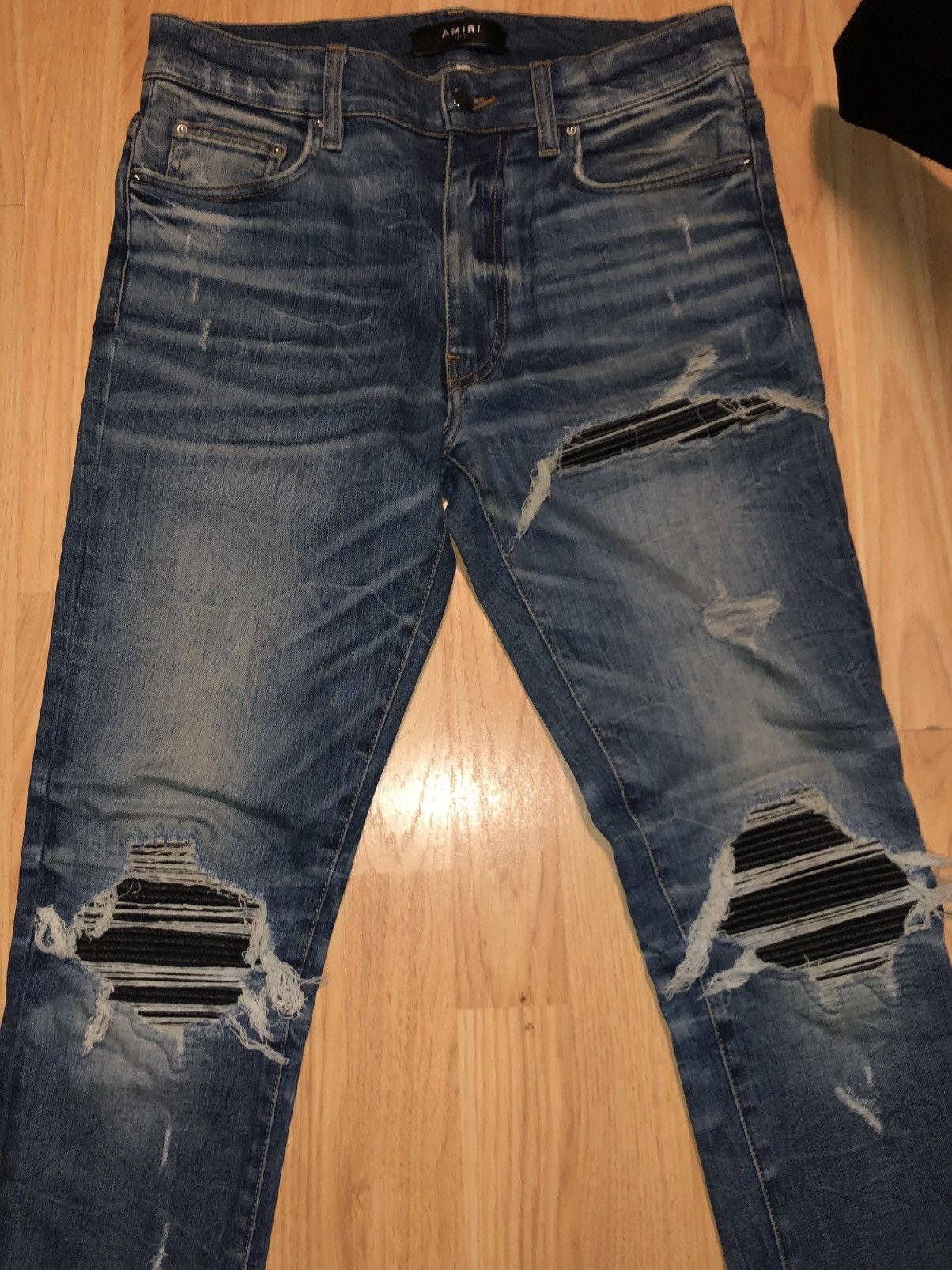 Amiri Amiri Light Blue MX1 Distressed Skinny Jeans Size US 31 - 3 Thumbnail