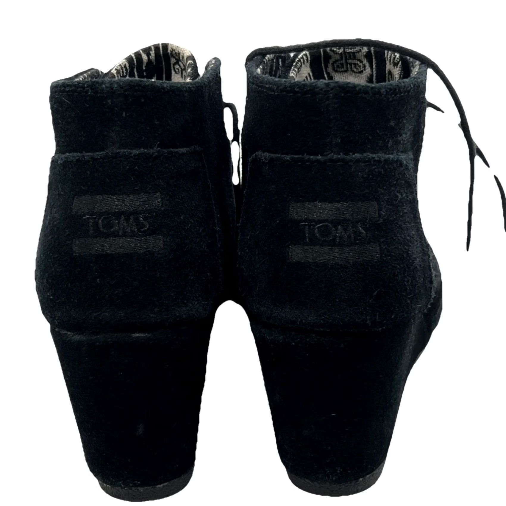 Toms TOMS Womens Ankle Booties Black Round Toe Wedge Heel Lace Up 8 US/UK/EU 39 Boots Mens? Size US 7 / IT 37 - 4 Thumbnail
