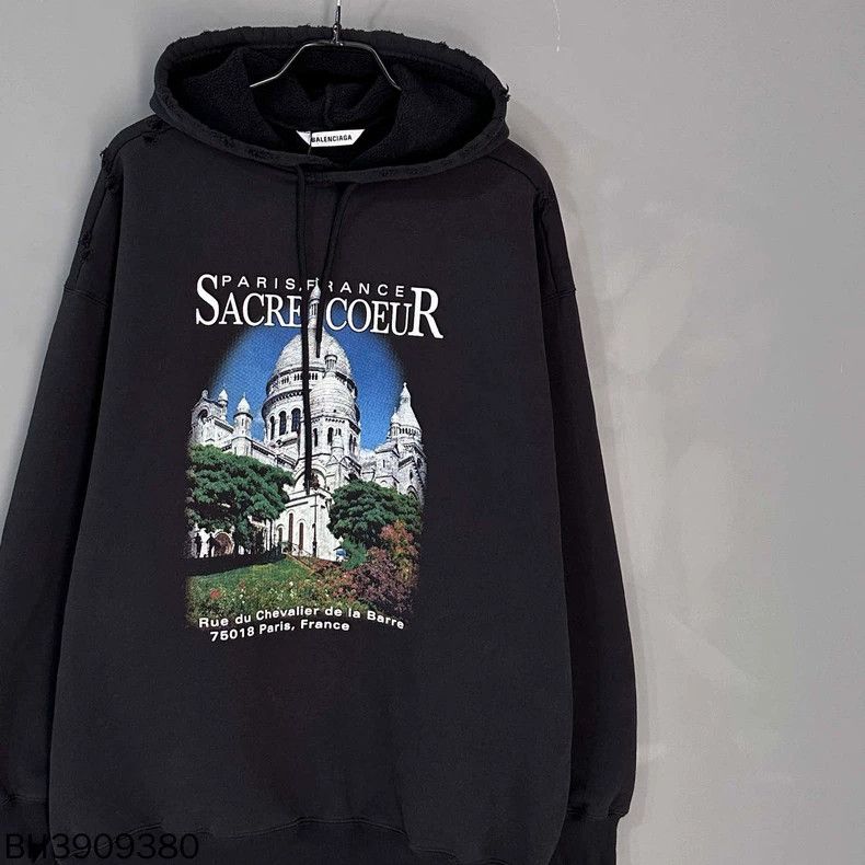Balenciaga Balenciaga Black Church Print Fleece Hoodie Size US S / EU 44-46 / 1 - 3 Thumbnail