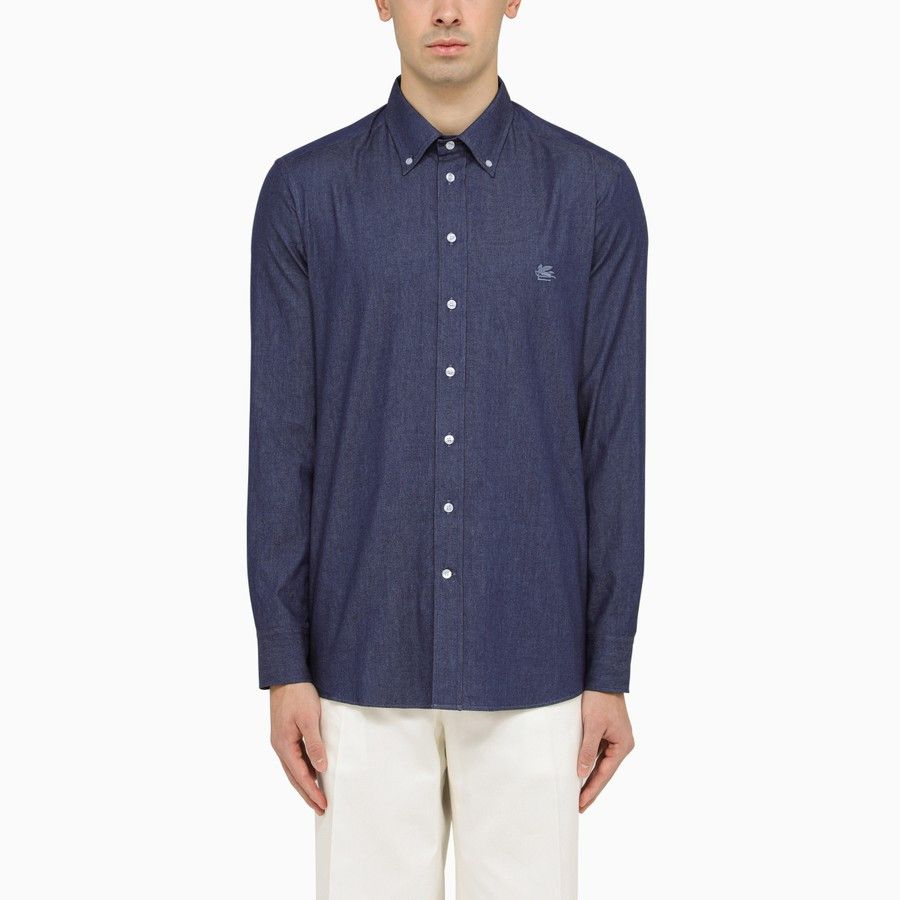 image of Etro O1D2Blof0424 Denim Shirt In Blue, Men's (Size Small)