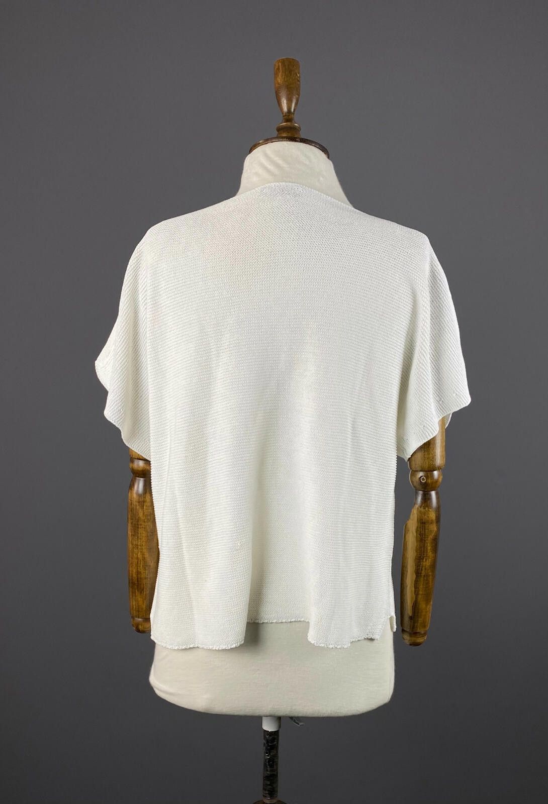Oscar De La Renta Oska White Cotton Crew Neck Knited Blouse Shirt Size M / US 6-8 / IT 42-44 - 6 Thumbnail