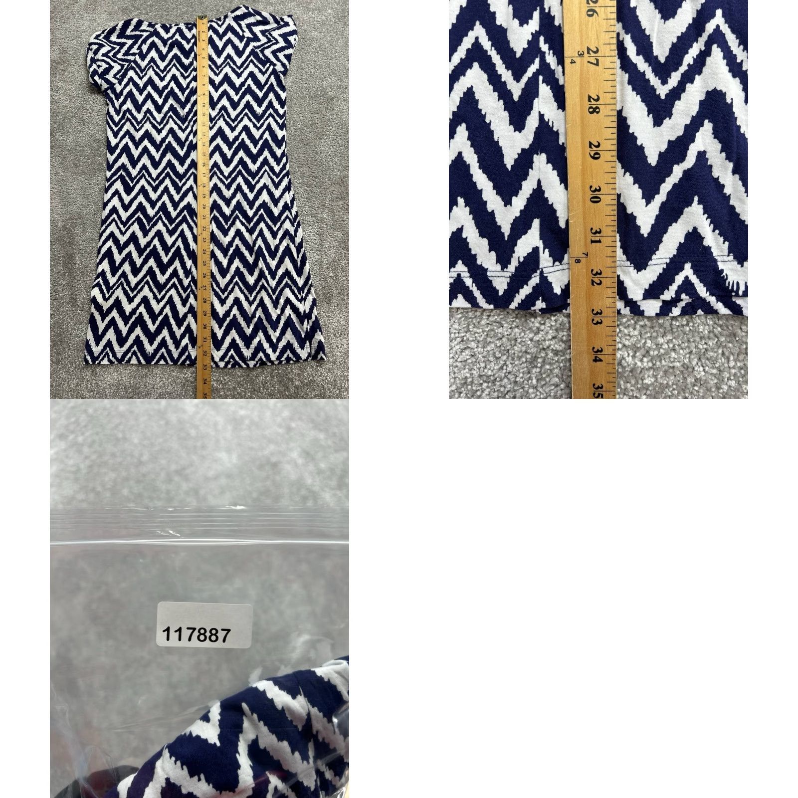 Lilly Pulitzer Lilly Pulitzer Shirt Dress Womens Medium White Chevron Pima Cotton Cap Sleeve Size M / US 6-8 / IT 42-44 - 8 Thumbnail