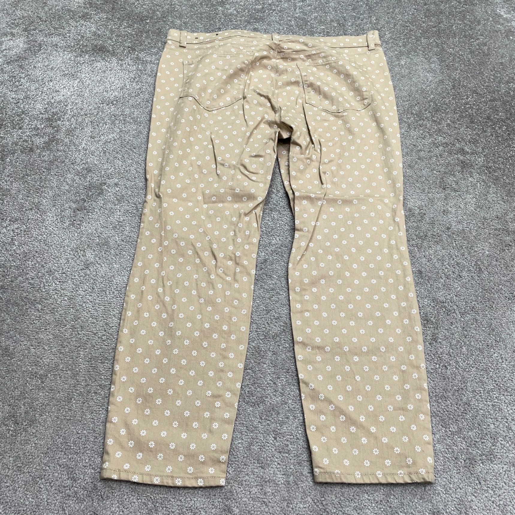 Ann Taylor Ann Taylor Jeans Womens 16 Beige Floral Daisy Crop Denim Stretch Modern 29x27 Size 39" - 2 Thumbnail