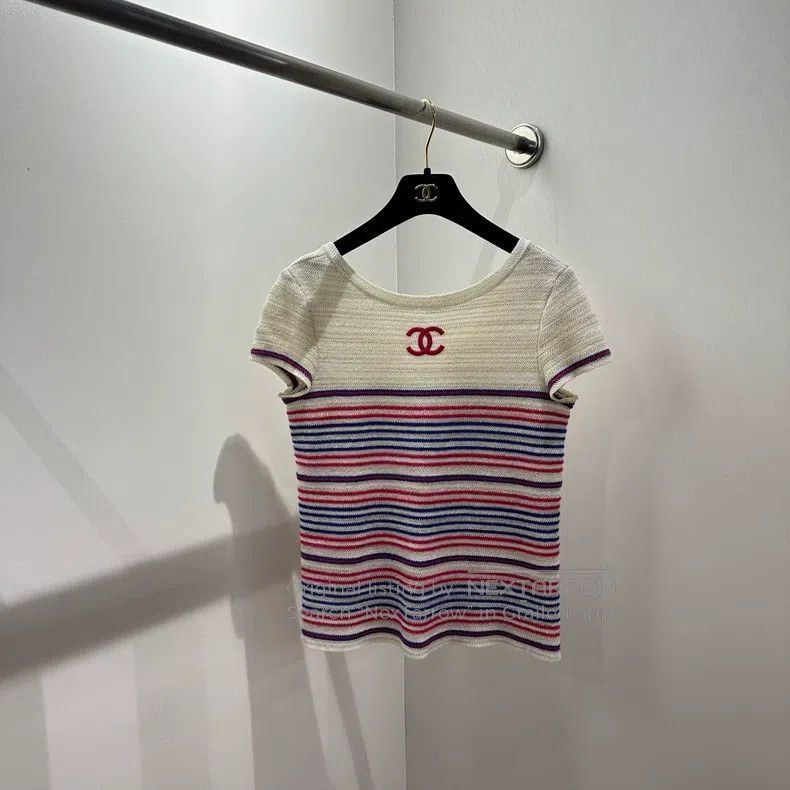 Chanel Chanel Vacation series striped logo gold thread knitted sh Size XXS / US 00 / IT 34 - 1 Thumbnail