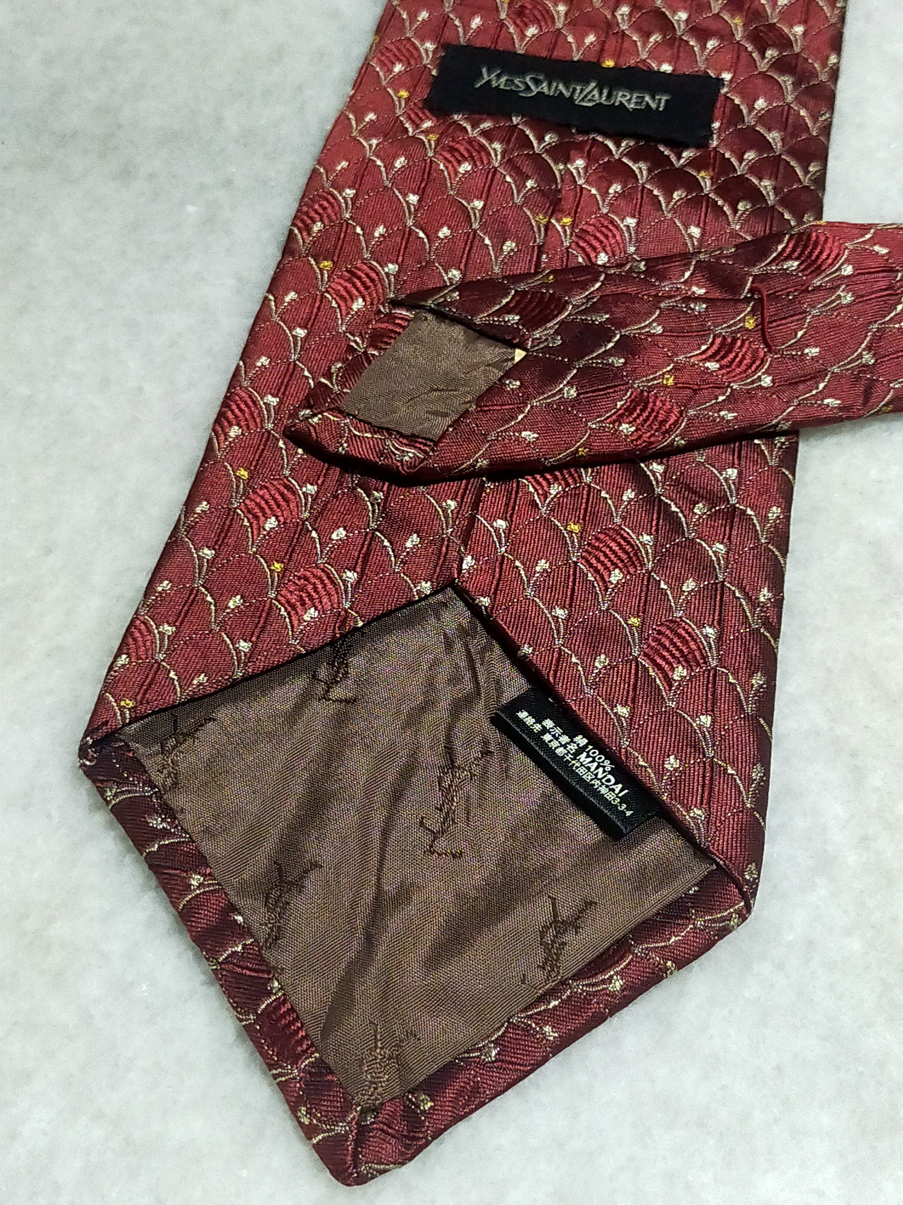 Yves Saint Laurent YVES SAINT LAURENT MAROON LUXURY SILK TIE Size ONE SIZE - 6 Thumbnail