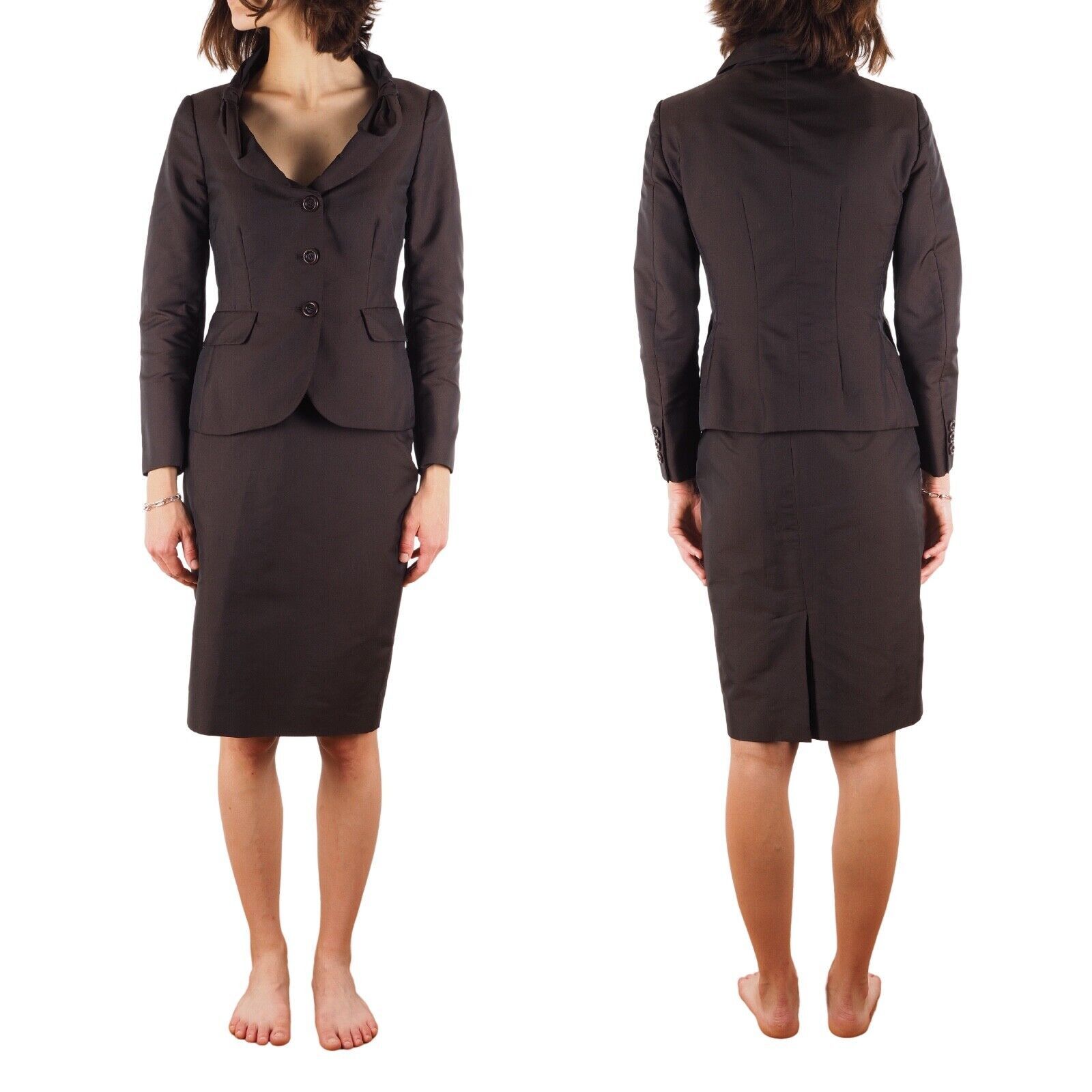 Moschino × Vintage Moschino Cheap and Chic Brown Skirt Blazer Jacket Suit Set Size L / US 10 / IT 46 - 1 Thumbnail