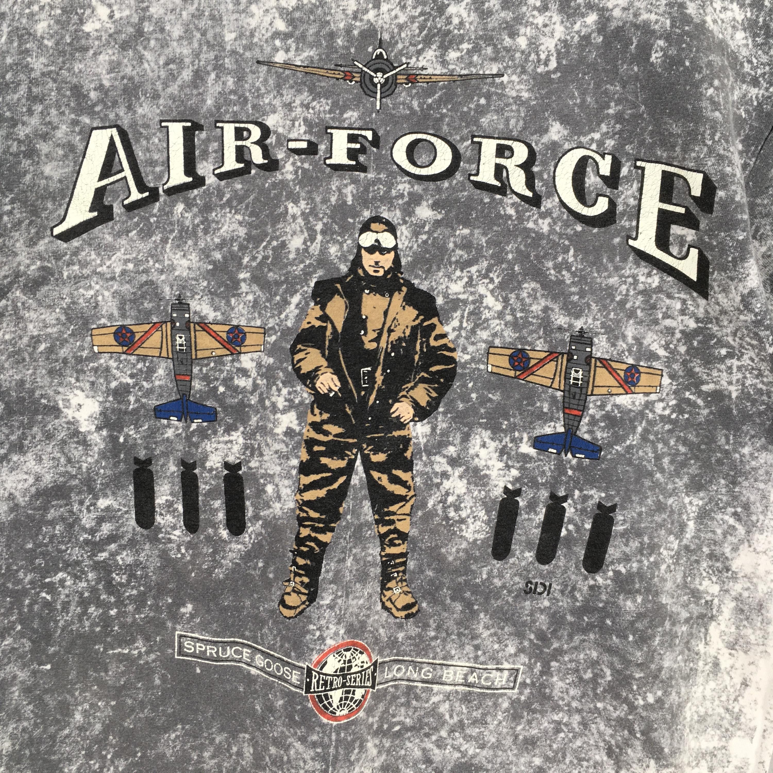 Vintage 90s Air Force Retro Series Overdyed Gray T shirt Large Size US L / EU 52-54 / 3 - 2 Thumbnail