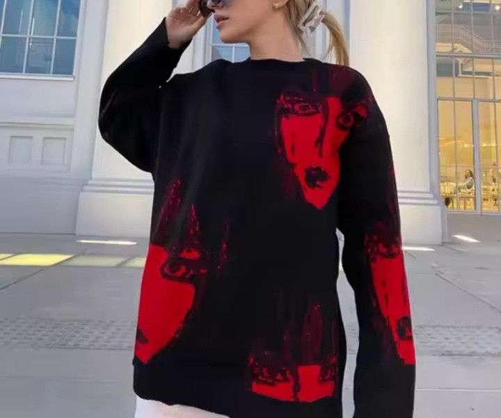 Japanese Brand × Vintage Vintage Knitted Sweater Portrait Pattern Size US XL / EU 56 / 4 - 3 Thumbnail