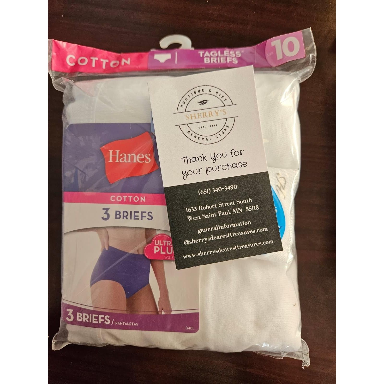 Hanes Hanes Womens Cotton Tagless Briefs Pack Of 3 Size 10 Size ONE SIZE - 1 Thumbnail