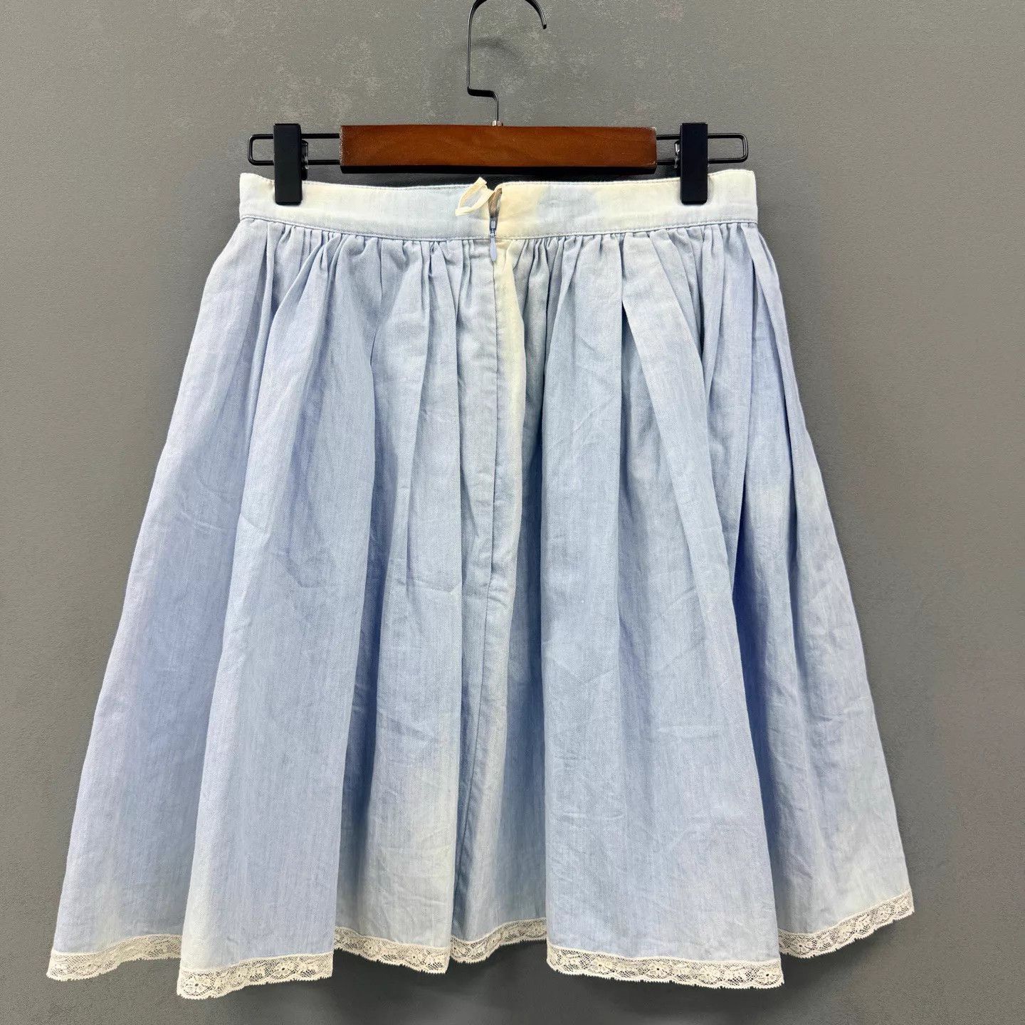 Miu Miu MIUMIU 99 Mist Blue Washed Lace Trim Mini Skirt 38 Size 26" / US 2 / IT 38 - 2 Thumbnail