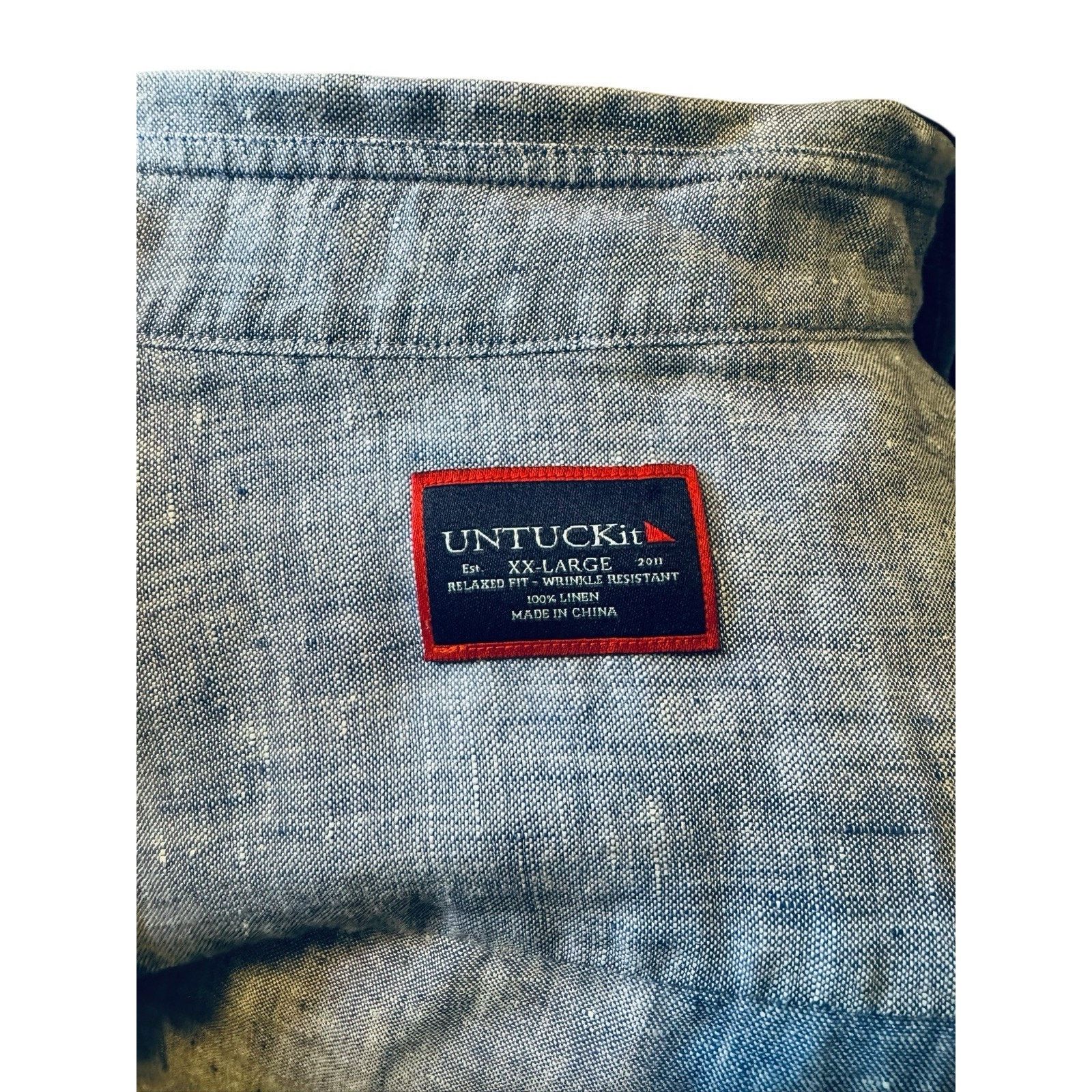 UNTUCKit UNTUCKit Valente Linen Short Sleeve Button Up Shirt Blue Size US XXL / EU 58 / 5 - 6 Thumbnail