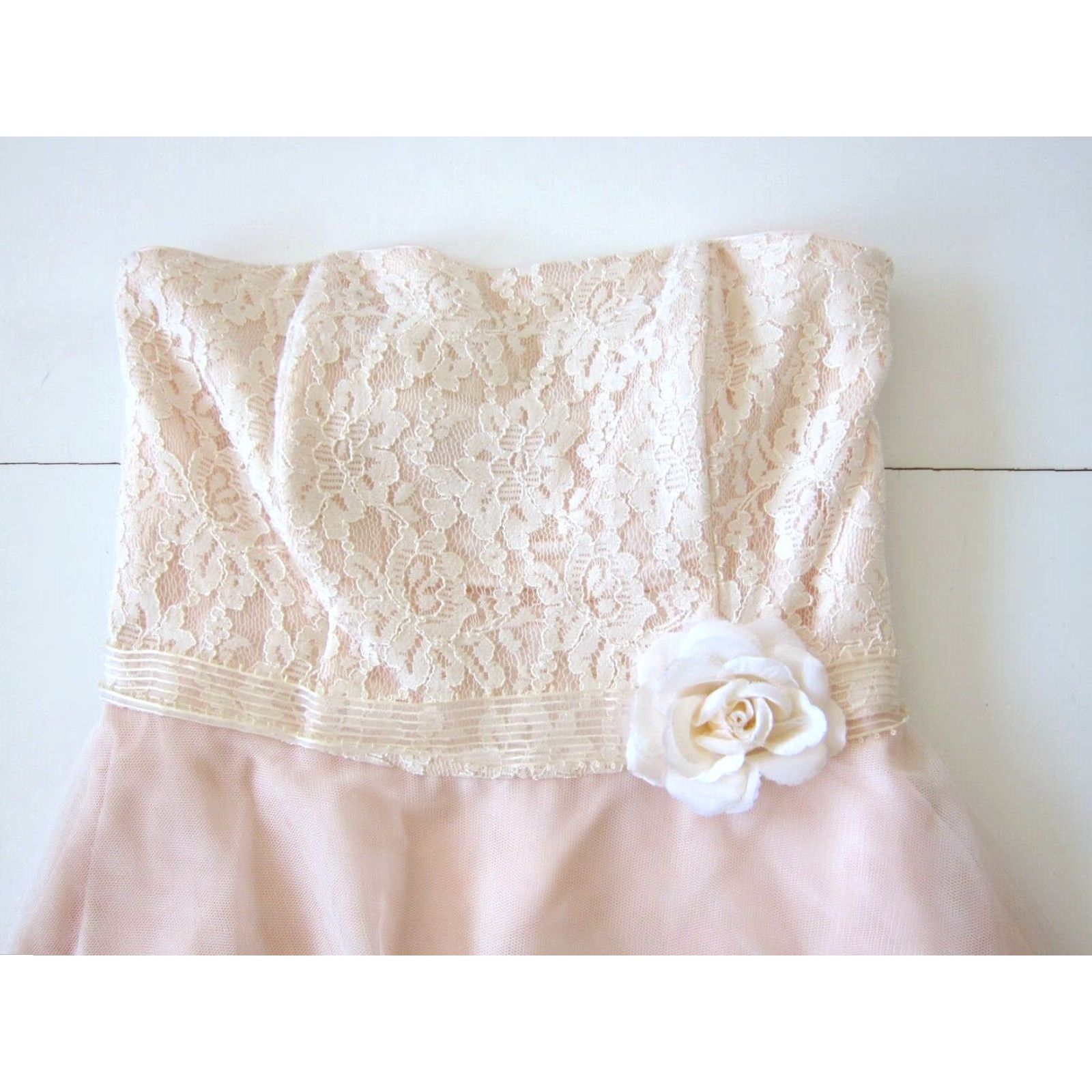 Vintage VINTAGE Scott McClintock Pink Lace Floral Strapless Long Formal Cocktail Party Dress 10 Size L / US 10 / IT 46 - 3 Thumbnail