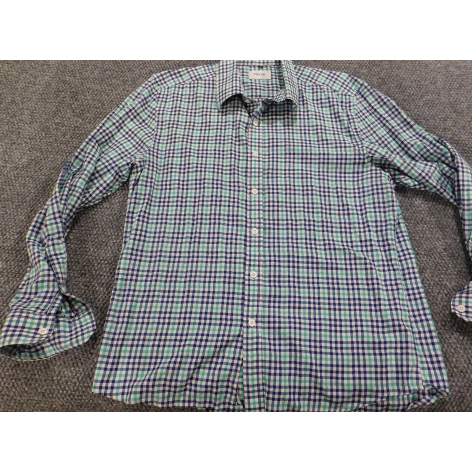 Vintage Hyden Yoo Mens Shirt L Blue Plaid Button-Down Collar Long Sleeve Button Up - Regular, Red Accent Logo Western All Seasons Size US L / EU 52-54 / 3 - 3 Thumbnail