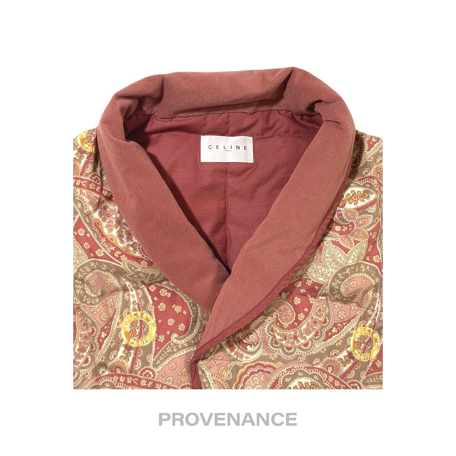 Celine 🔴 Celine Logo Padded Down Vest - Red Paisley Size ONE SIZE - 5 Thumbnail