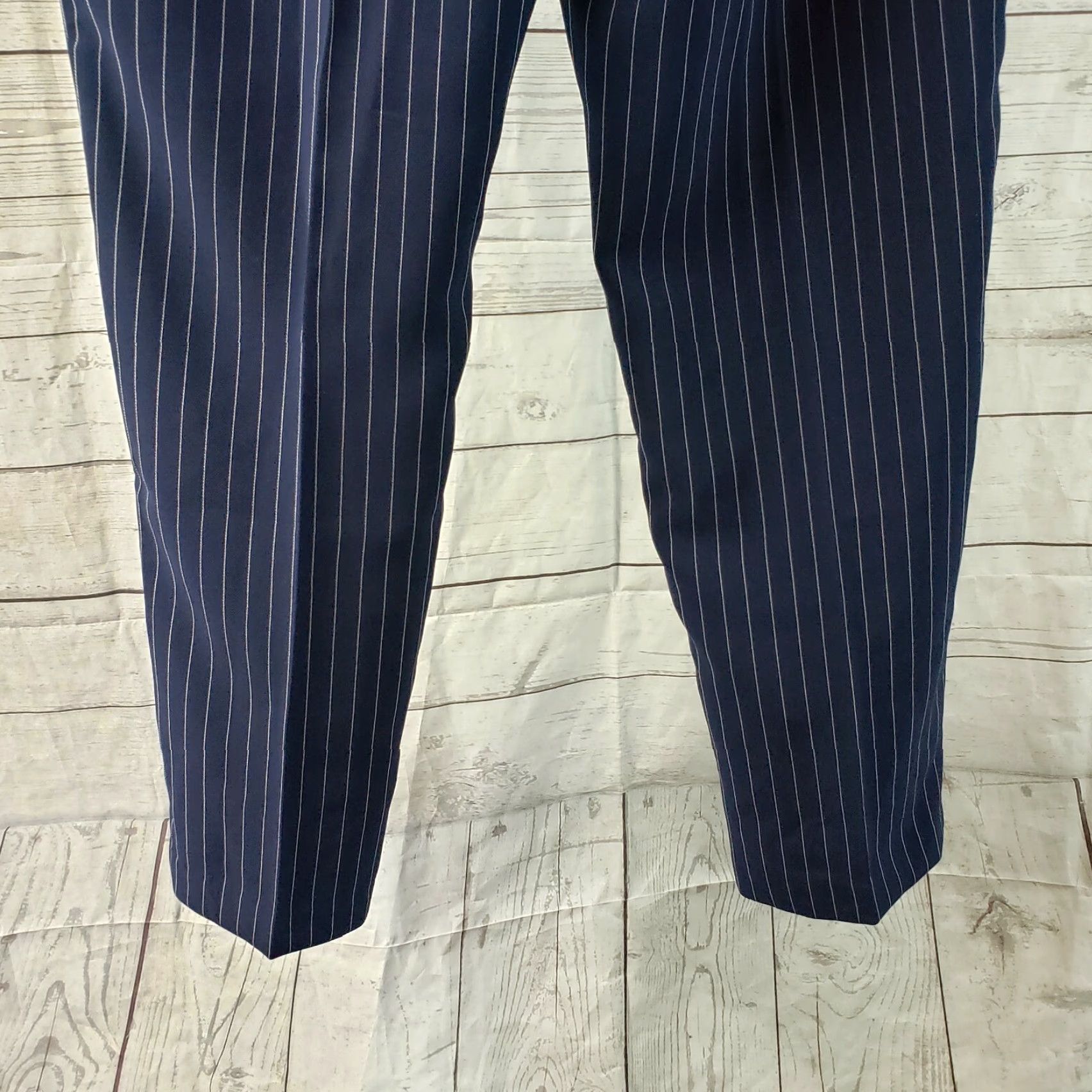 Vintage Chico's Womens Ankle Pants Sz 10 Blue White Striped High Rise Size 32" / US 10 / IT 46 - 4 Thumbnail