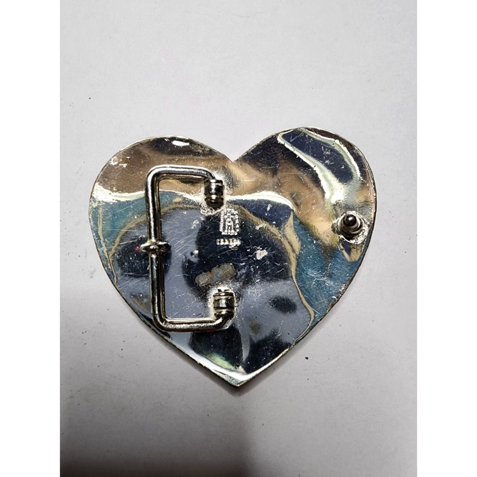 Vintage VINTAGE Handmade Silver Horse Heart Belt Buckle 1980s Mexico Animal Mens Size ONE SIZE - 4 Thumbnail