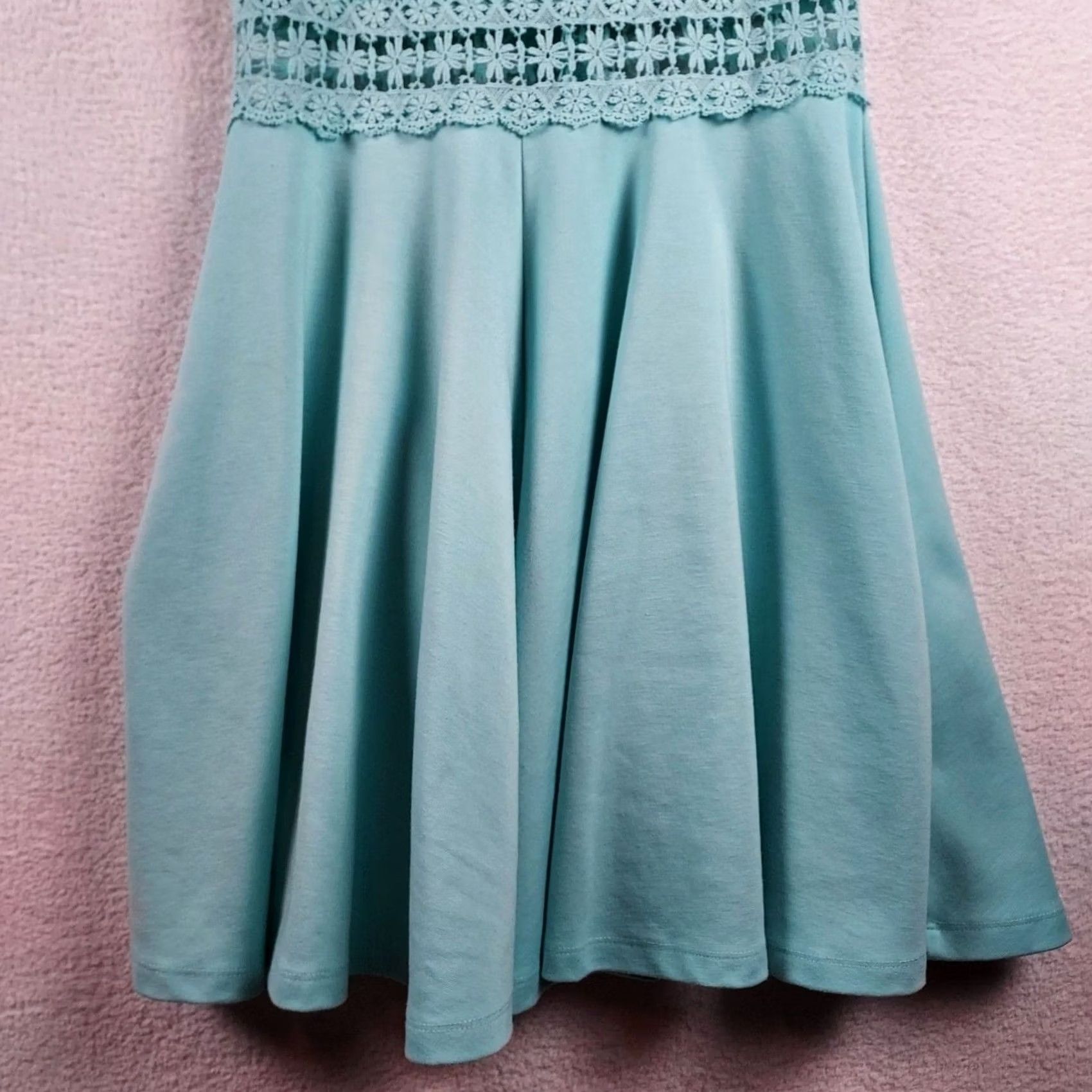 Vintage Altar'd State Women’s Teal Sleeveless Fit and Flare Dress Crochet Waist Size M Size M / US 6-8 / IT 42-44 - 3 Thumbnail