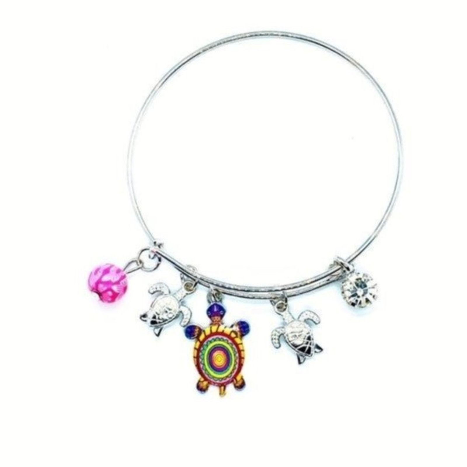 Other Beaded Sea Turtle Charm Colorful Bangle Bracelet Size ONE SIZE - 1 Thumbnail