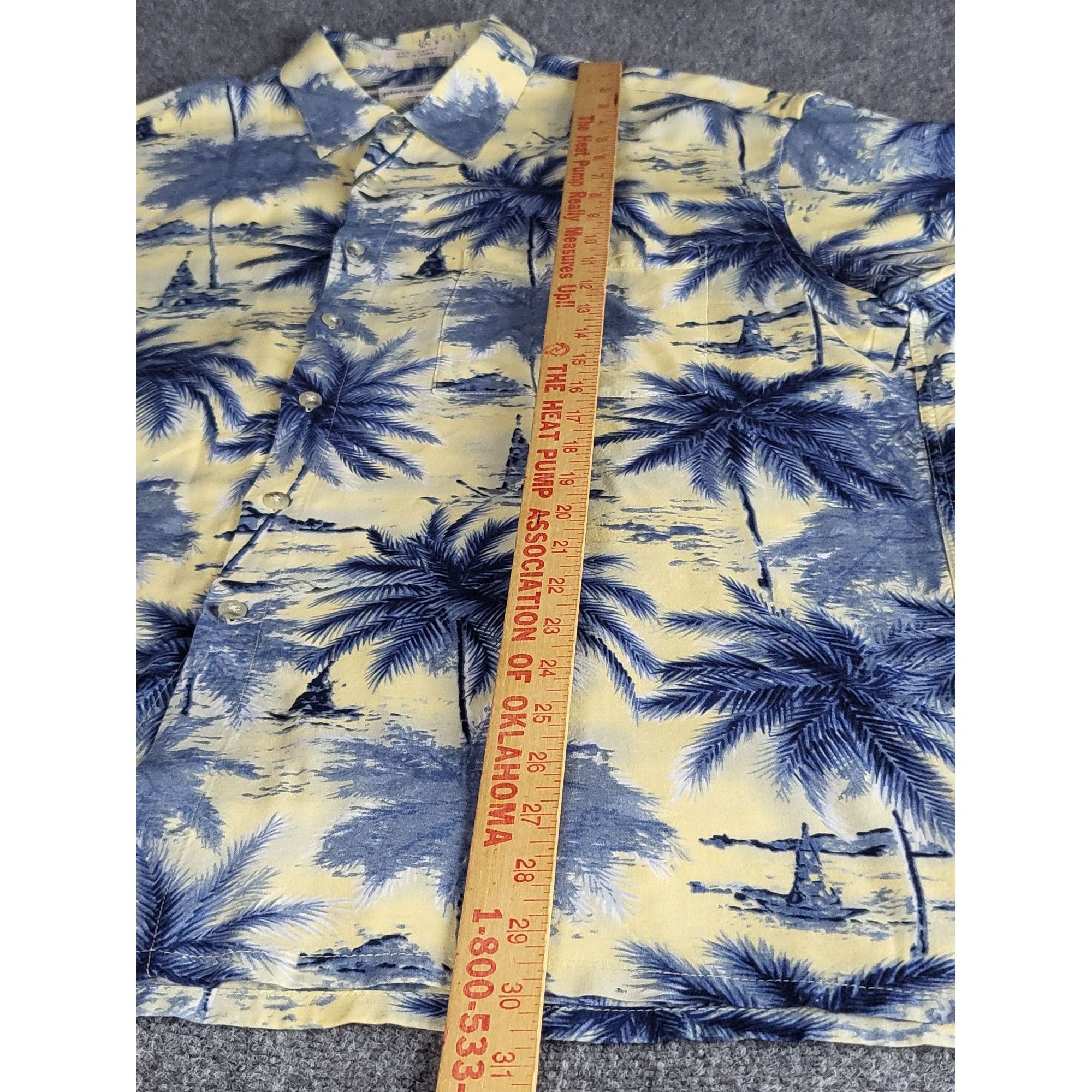 Pierre Cardin Pierre Cardin Button Up Shirt Men Sz L Yellow Blue Palm Tree Size US L / EU 52-54 / 3 - 5 Thumbnail