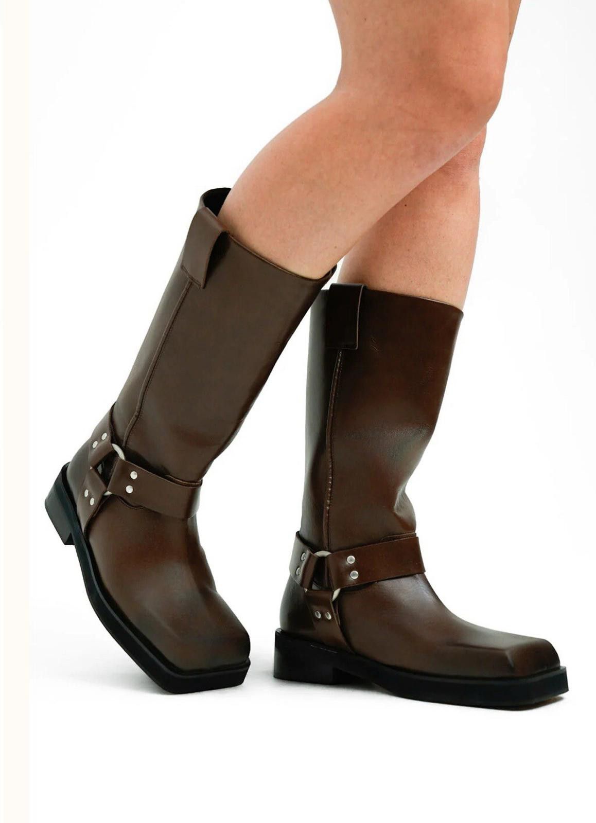Topshop Topshop Ruby premium leather biker boot brown New UK 3 eu 35 Size US 5 / IT 35 - 4 Thumbnail