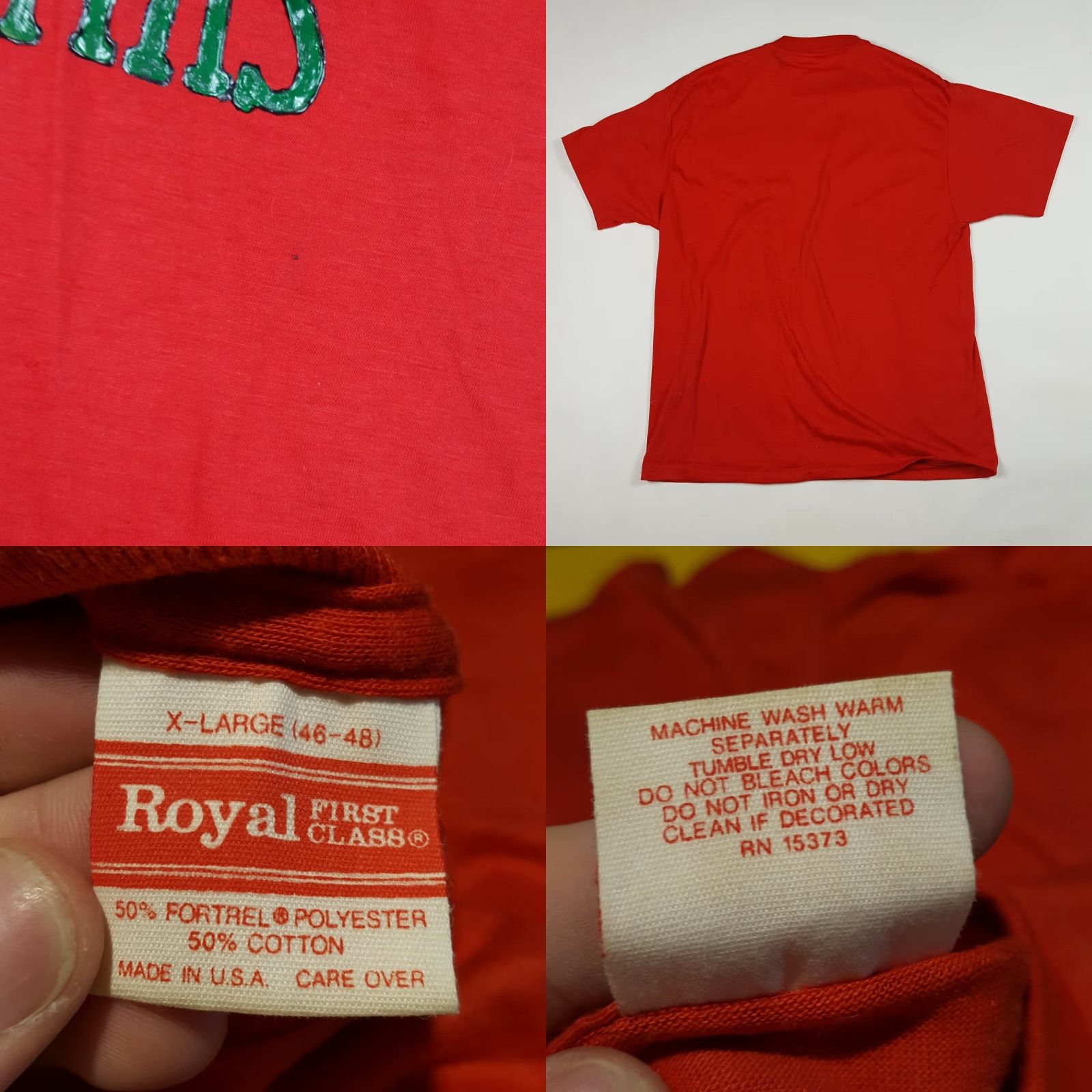 Etro VINTAGE Merry Christmas Men's L Red USA Made Holly Holiday Retro T Shirt Size US L / EU 52-54 / 3 - 8 Thumbnail