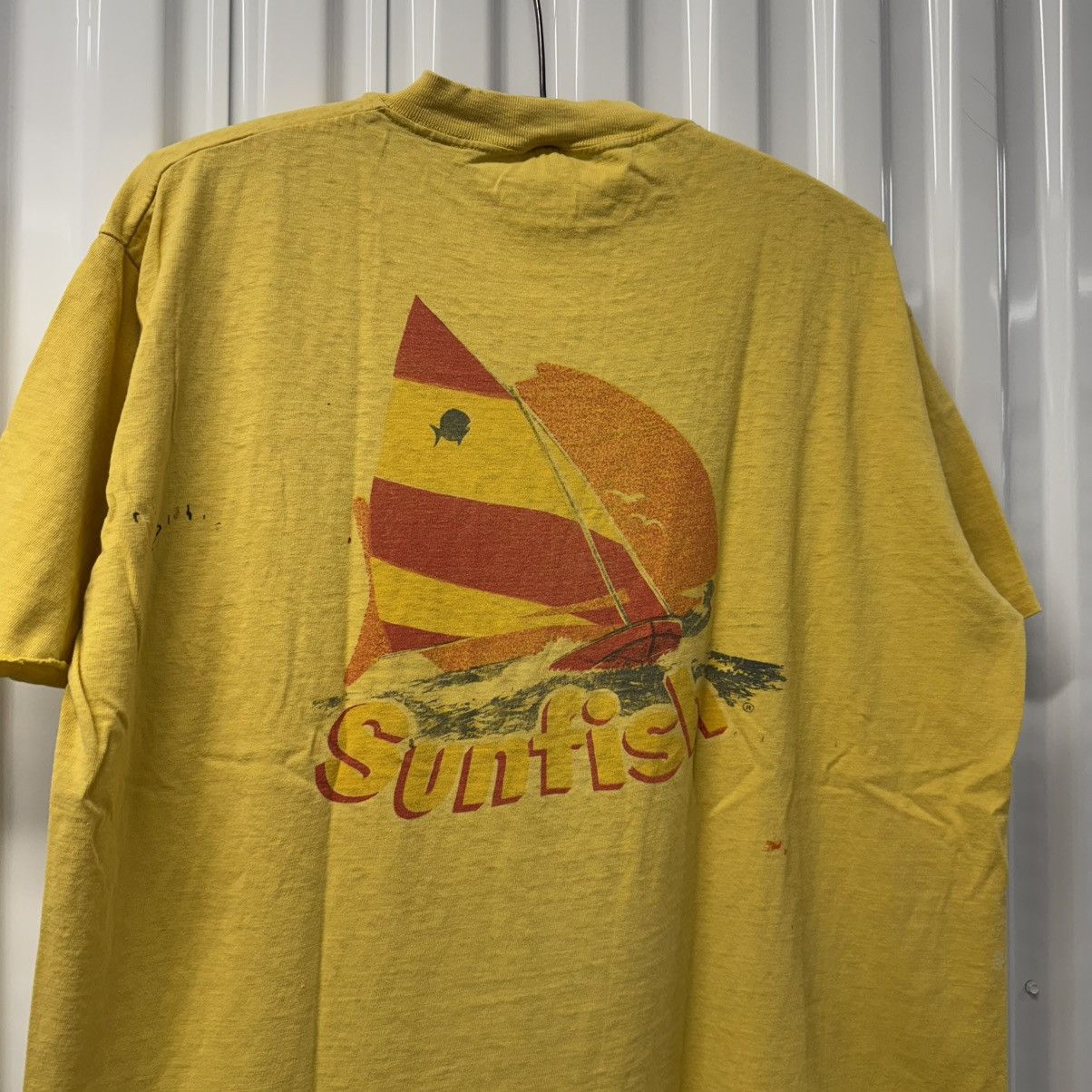 Japanese Brand × Vintage Vintage 70s Distressed Sunfish Sailing Surf Pocket Tee Size US XL / EU 56 / 4 - 1 Thumbnail