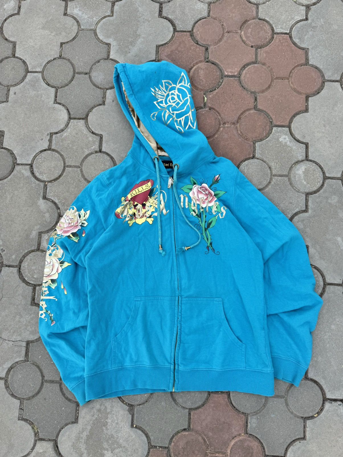 Ed Hardy × Vintage Vintage Ed Hardy Style Zip Hoodie Y2K Size M / US 6-8 / IT 42-44 - 1 Thumbnail