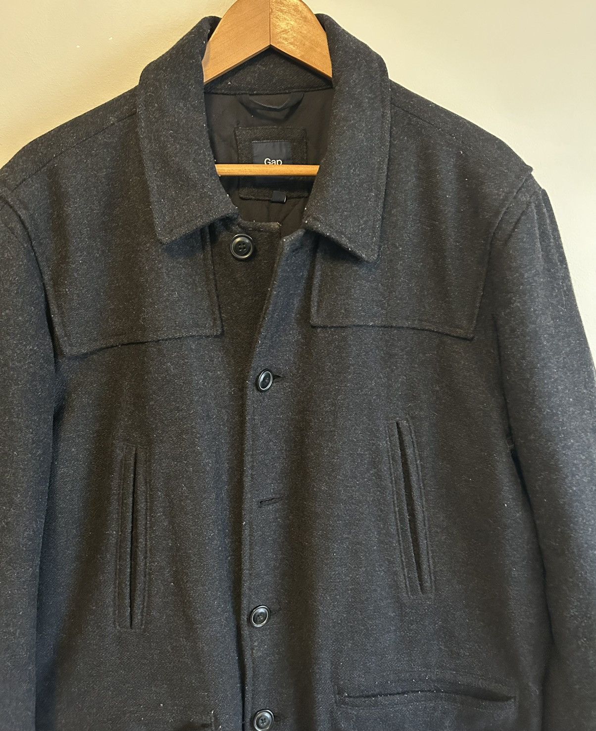 Gap Gap Men’s Dark Grey Button Up Wool Pea Coat - Size L Size US L / EU 52-54 / 3 - 4 Thumbnail