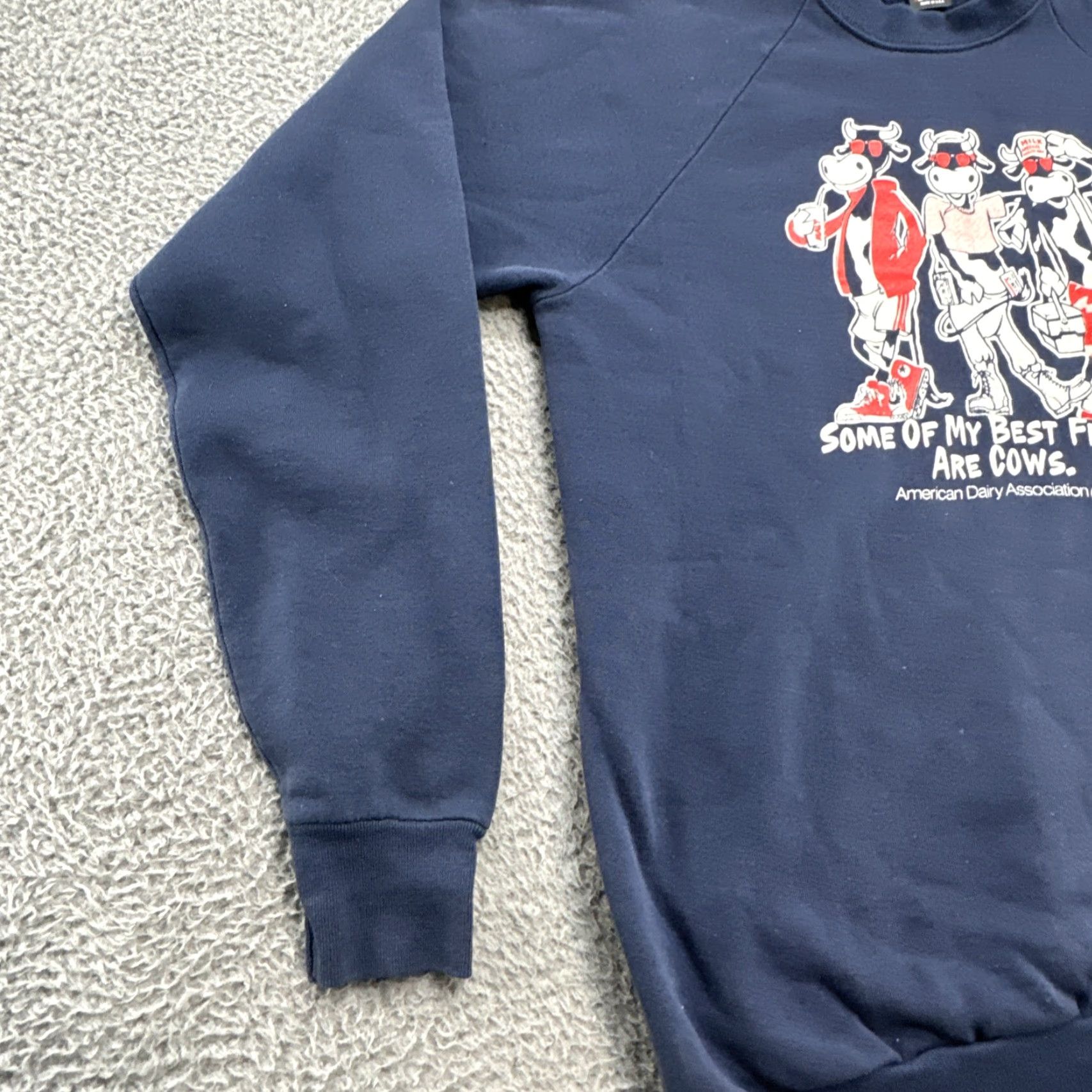 Vintage VINTAGE Some Of My Best Friends Are Cows American Dairy Association Sweatshirt XL Blue Mens Crew Neck Pullover 50/50 Cotton Polyester Screen Stars Size US XL / EU 56 / 4 - 5 Thumbnail