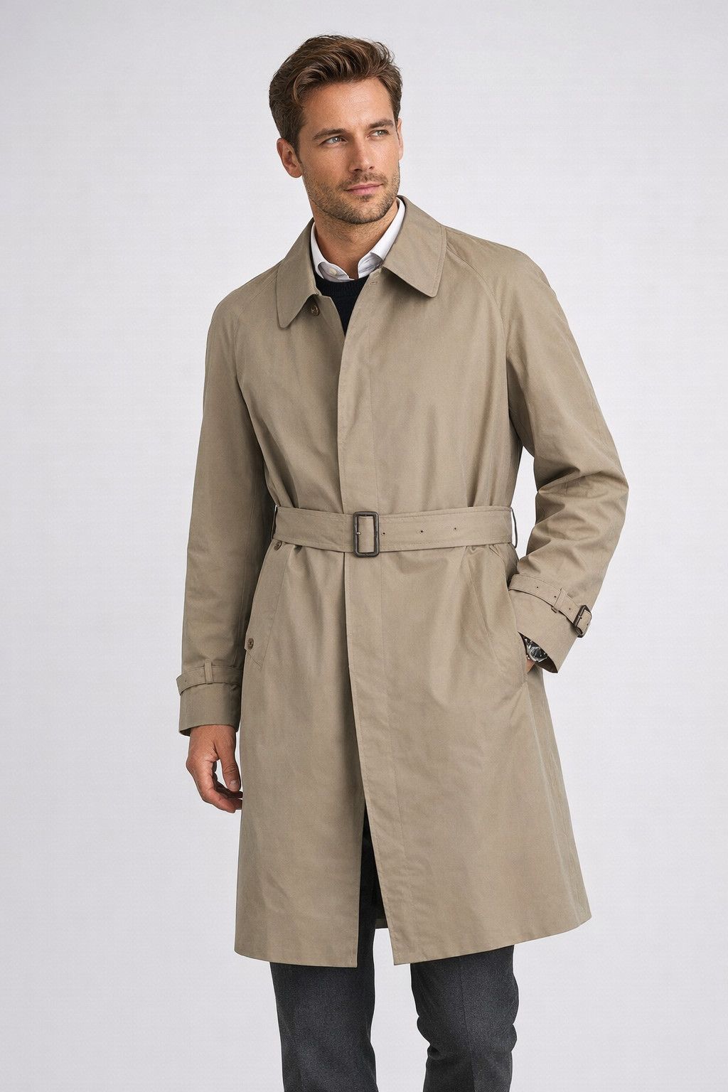 Aquascutum Aquascutum Khaki Brown Trench Coat US 42 EU 52 Size US L / EU 52-54 / 3 - 1 Thumbnail