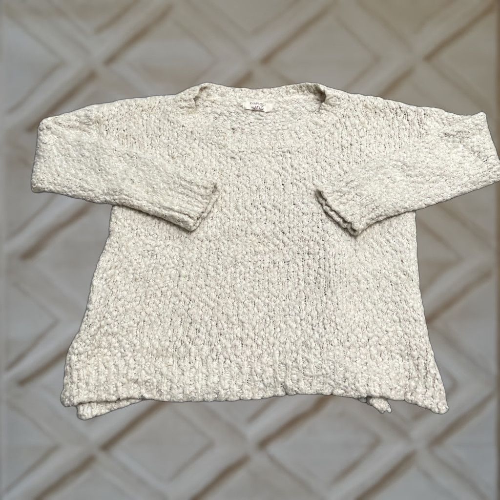 Vintage Rhapsody Pullover Sweater Womens M Beige Round Neck Casual Knit Soft Size M / US 6-8 / IT 42-44 - 1 Thumbnail