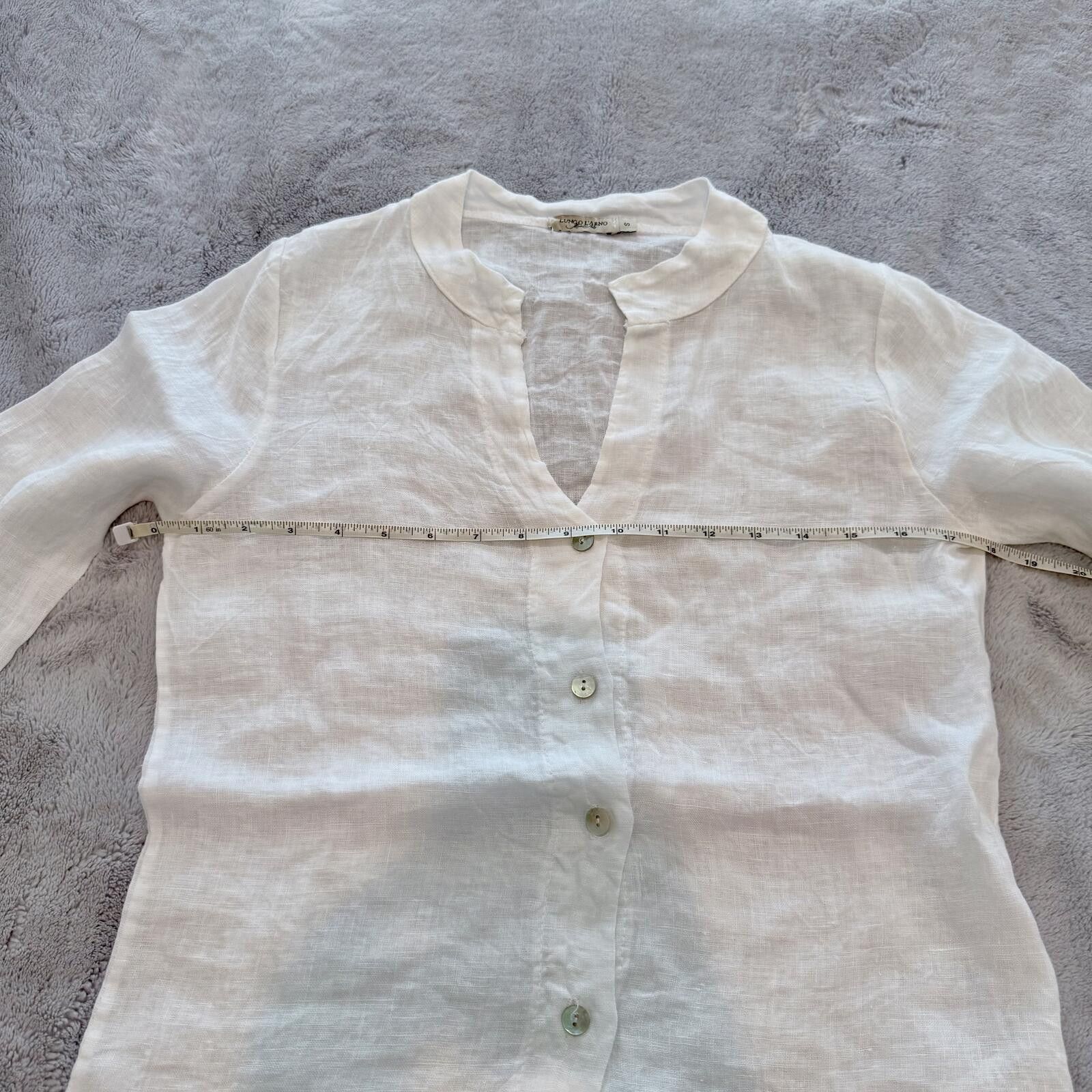 Other Lungo L'Arno White Linen Button-Up Shirt, Size S Size S / US 4 / IT 40 - 4 Thumbnail