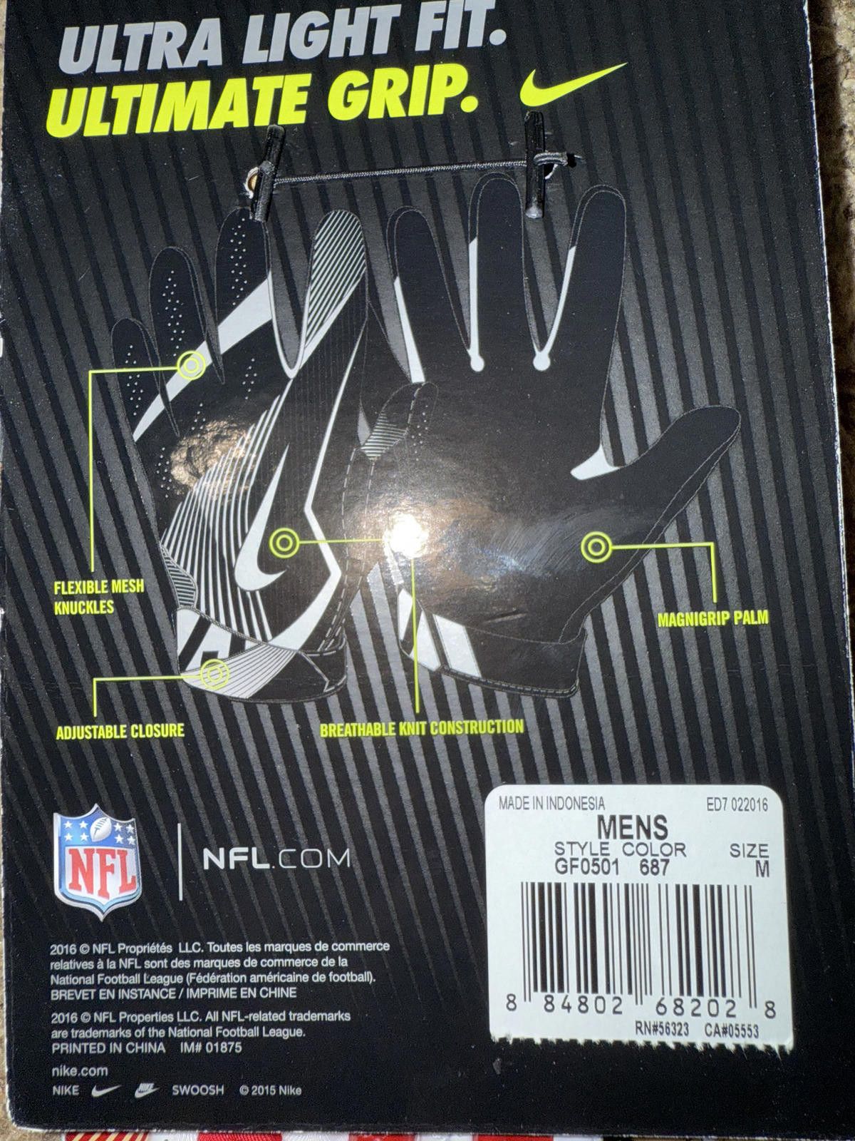Nike Nike Vapor Jet 4 San Francisco 49ers NFL Football Gloves Size ONE SIZE - 10 Thumbnail