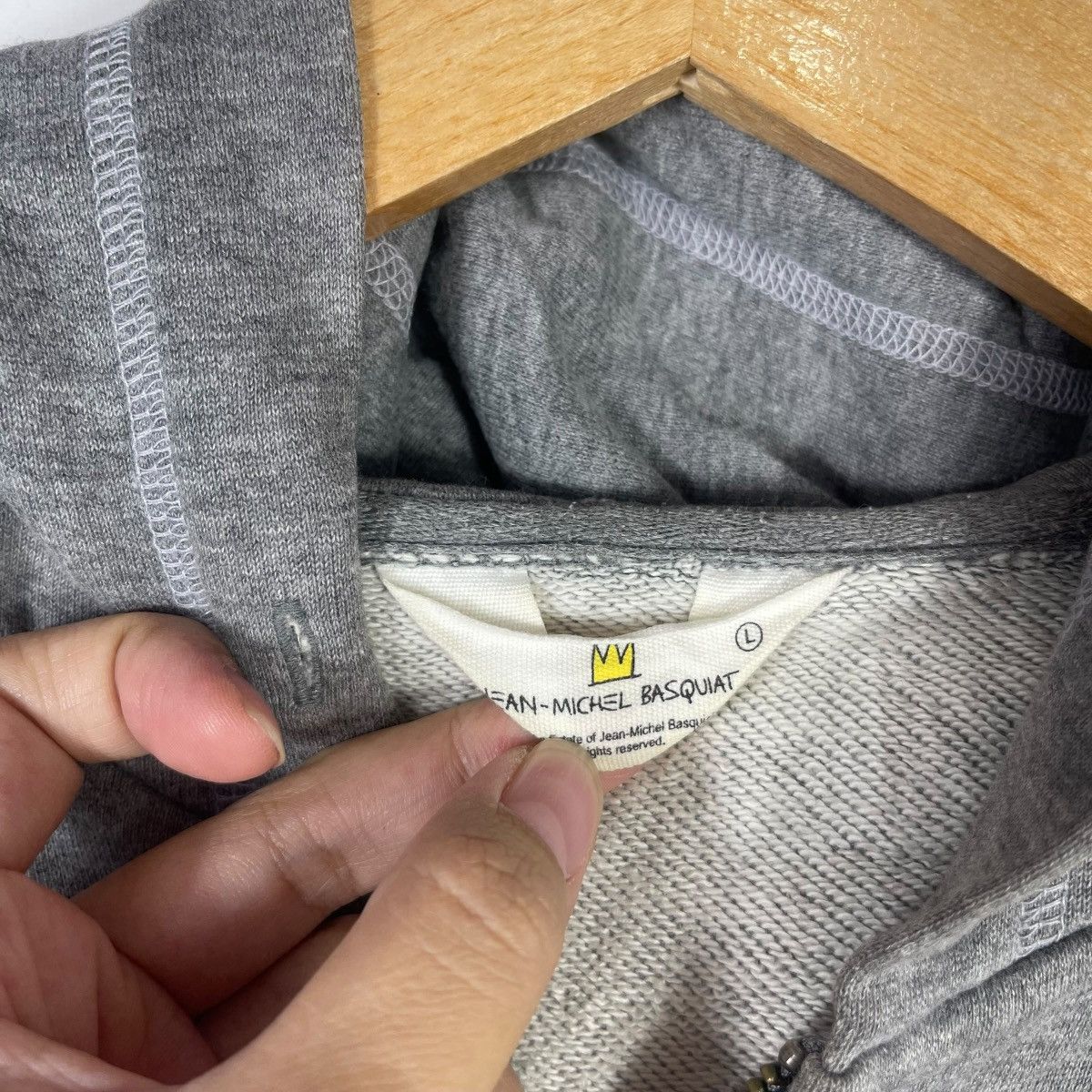 Jean-Michel Basquiat Jean Michel Basquiat Full Zip Hoodie Grey Embroidered Art Size US L / EU 52-54 / 3 - 3 Thumbnail