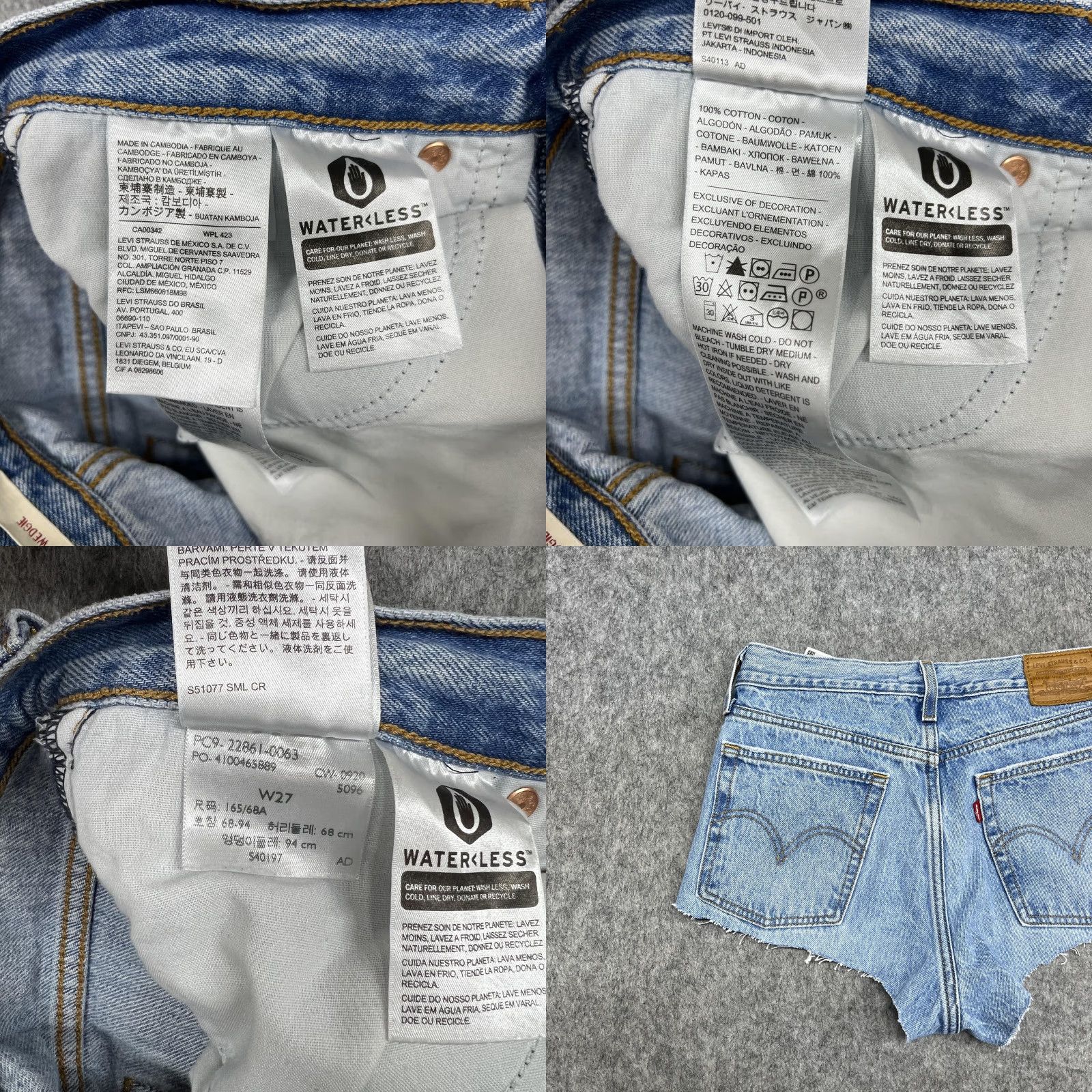 Levi's Levi's Wedgie Shorts Womens 27 Blue Distressed Cut-Off High Rise Button Fly Denim 5-Pocket Womens Jeans Shorts Blue Distressed 27 Mens? Women Size 27" / US 4 / IT 40 - 8 Thumbnail