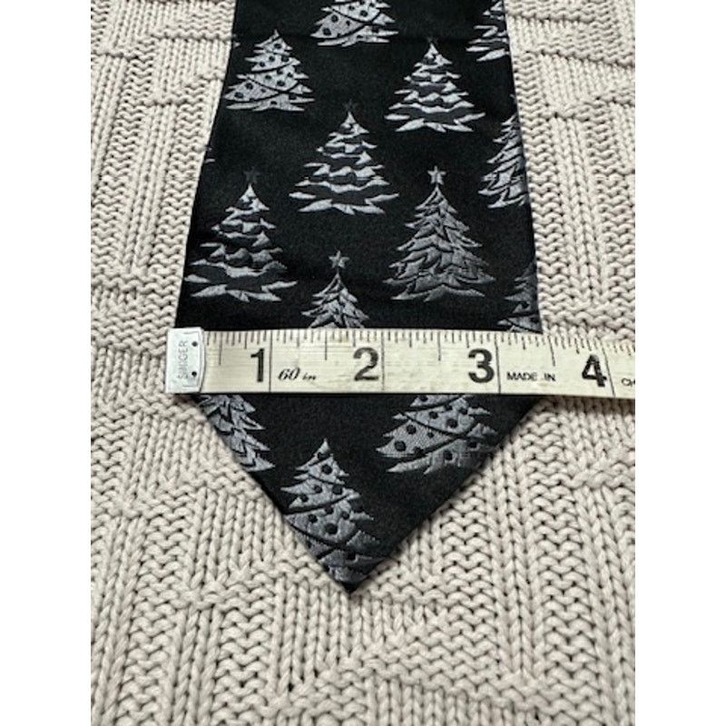 Other Black and Silver Christmas tree novelty silk tie NWT Size ONE SIZE - 4 Thumbnail