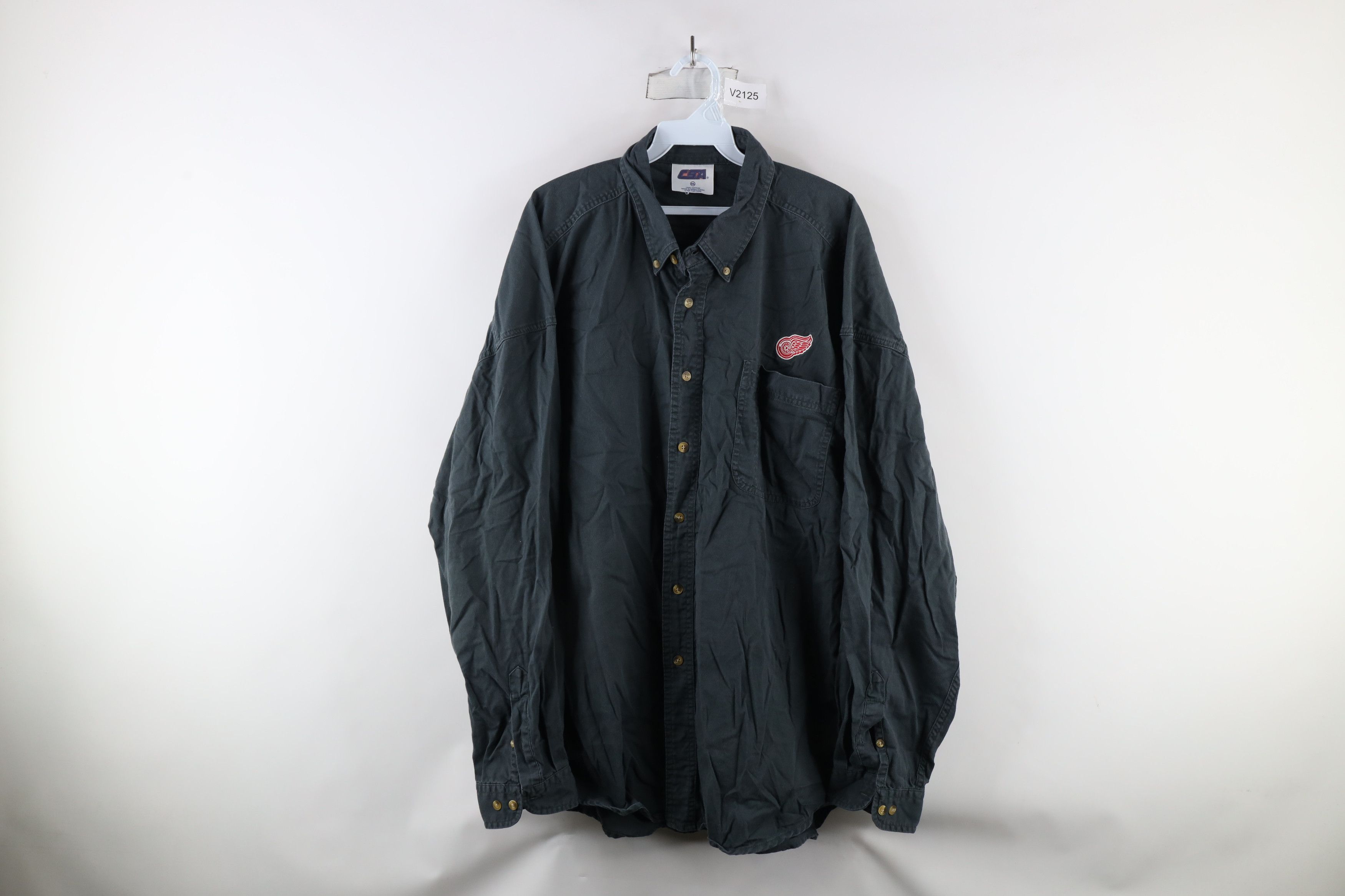 Vintage Vintage 90s Detroit Red Wings Hockey Button Down Shirt Gray Size US XXL / EU 58 / 5 - 1 Thumbnail