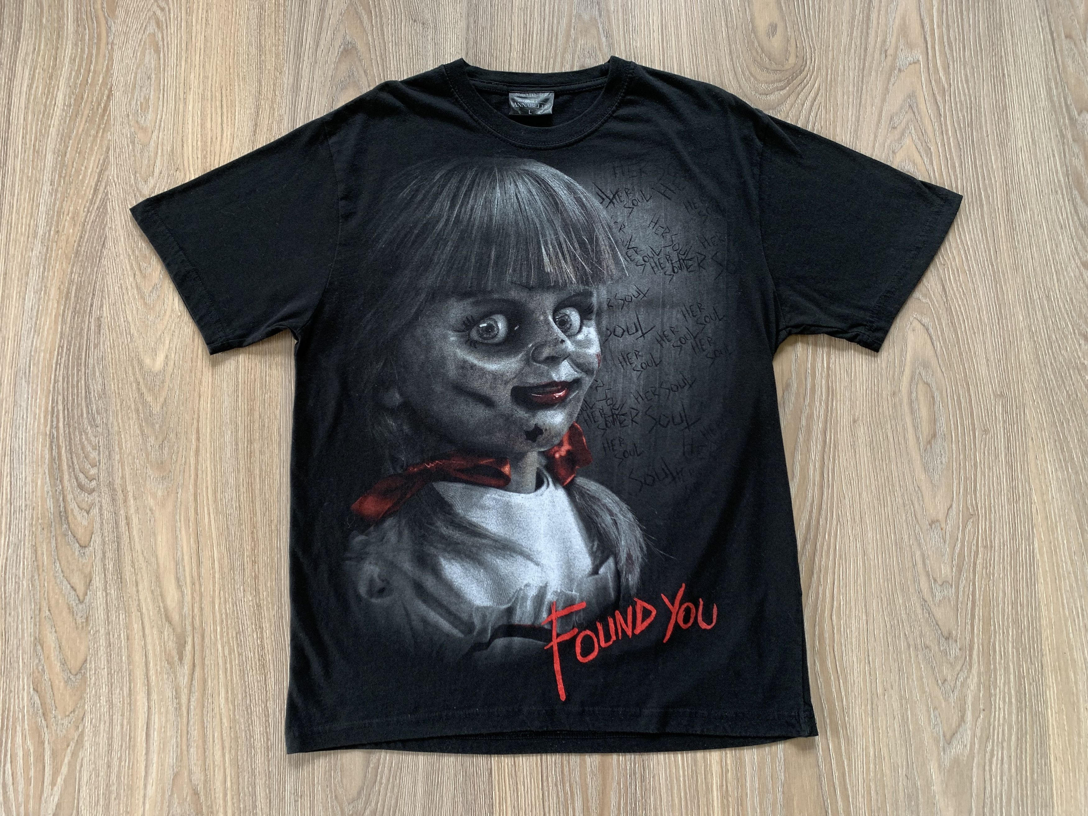 Expert Horror Black Spiral Annabelle Horror Movie Cotton T-Shirt Size US L / EU 52-54 / 3 - 2 Thumbnail