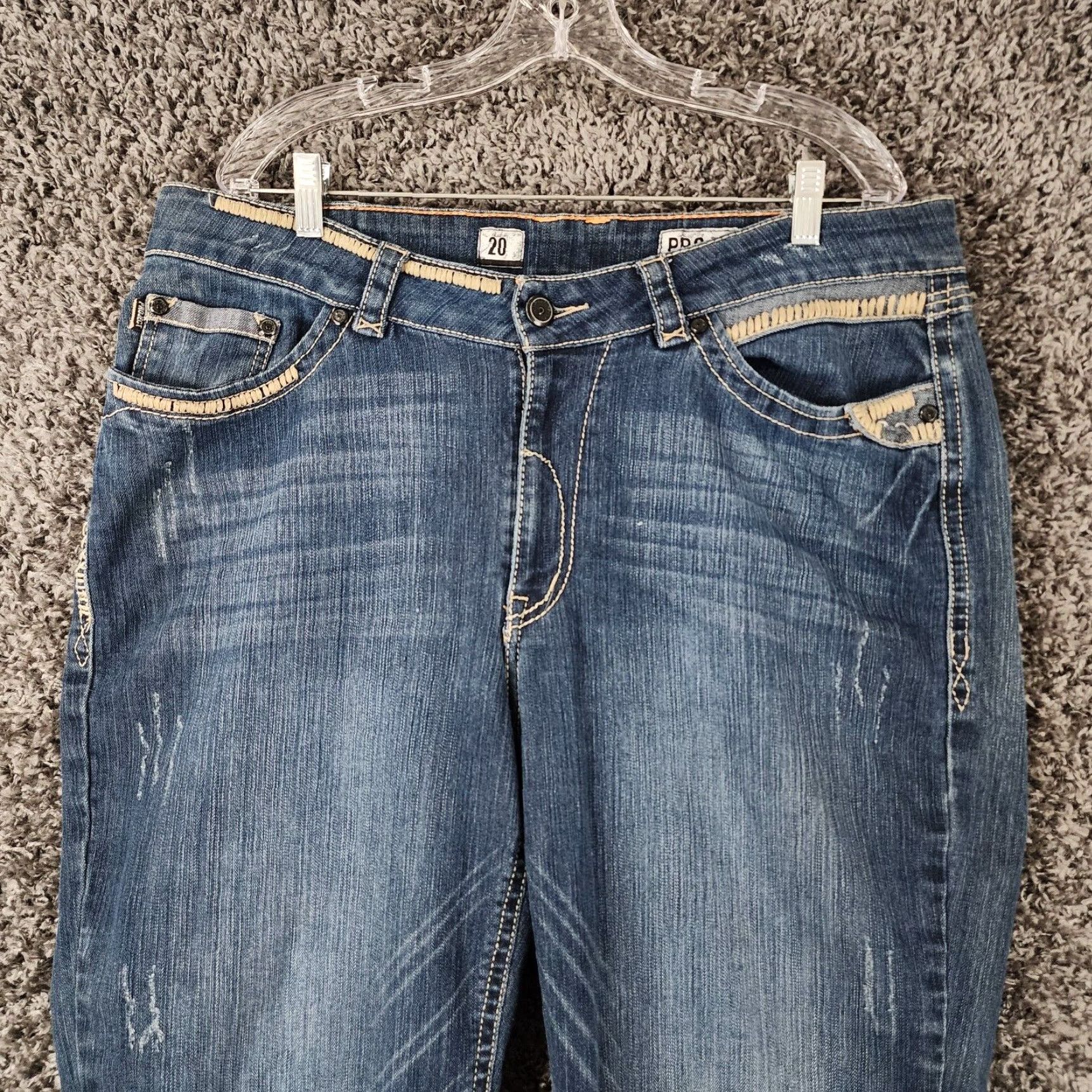 Y/Project PROJECT Plus Size 20 Womens Distressed Heavy Stitch Relaxed Straight Leg Blue Jeans Size 42" / US 20 - 2 Thumbnail