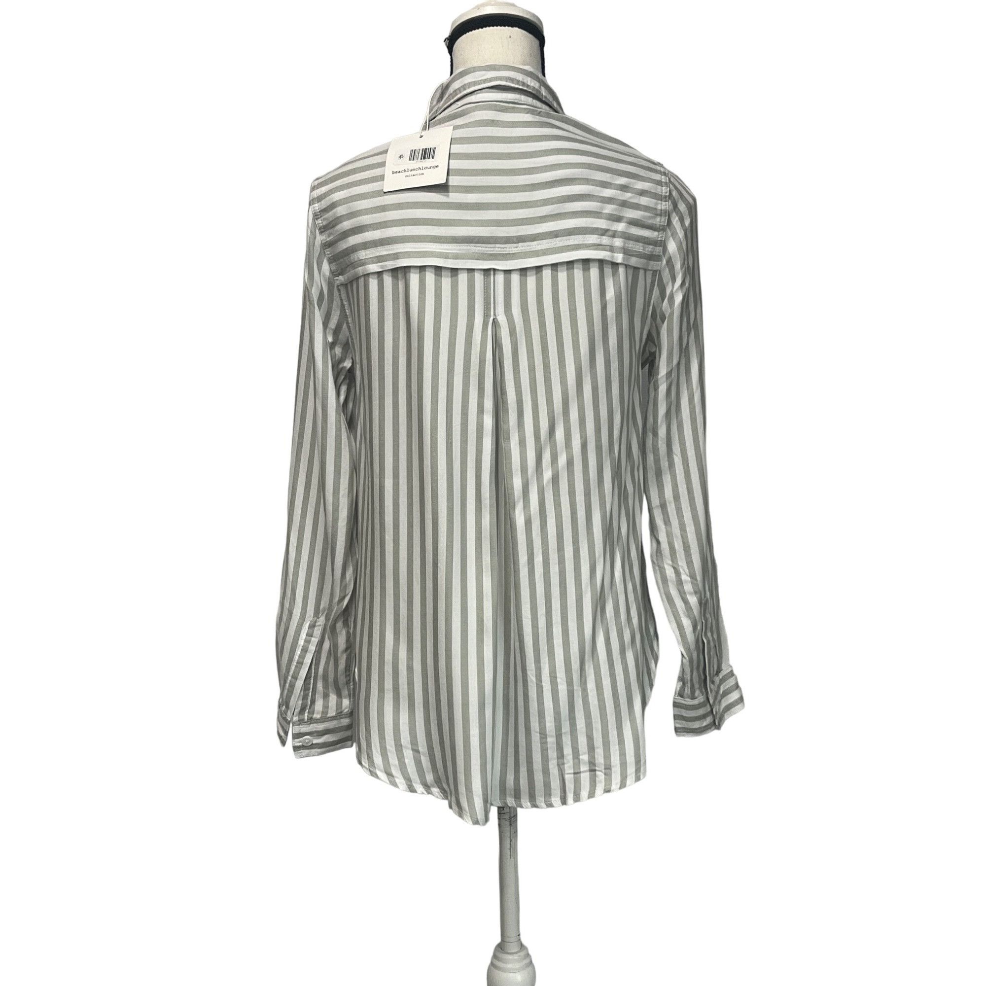 Other Beach Lounge Women’s Tinji Stripe Shirt in Green Moss, Sz. S Size S / US 4 / IT 40 - 4 Thumbnail