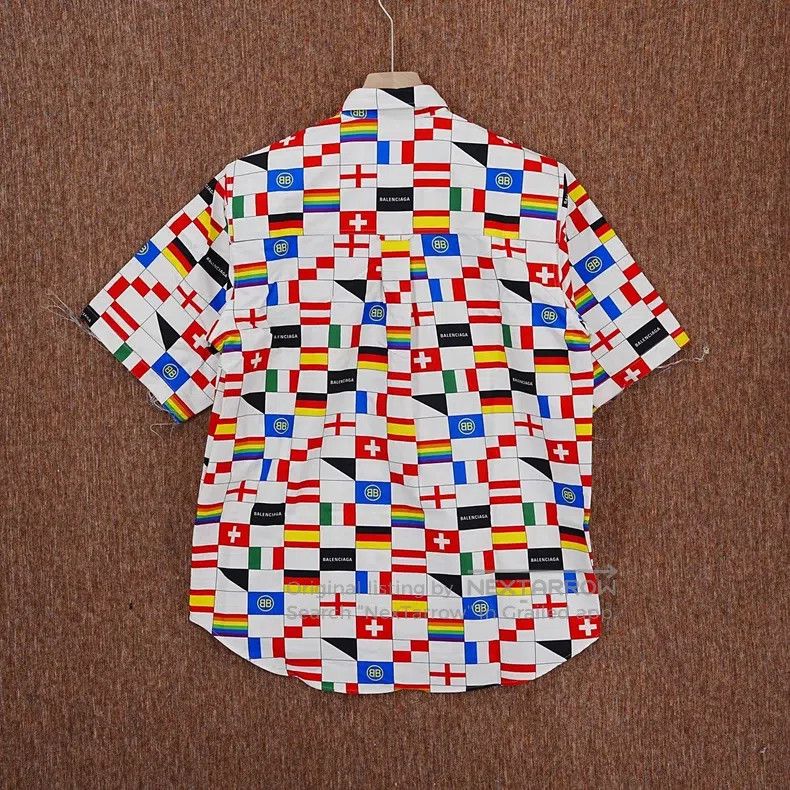 Balenciaga Balenciaga National Flag Printed Short Sleeve Shirt Size XS / US 0-2 / IT 36-38 - 2 Thumbnail