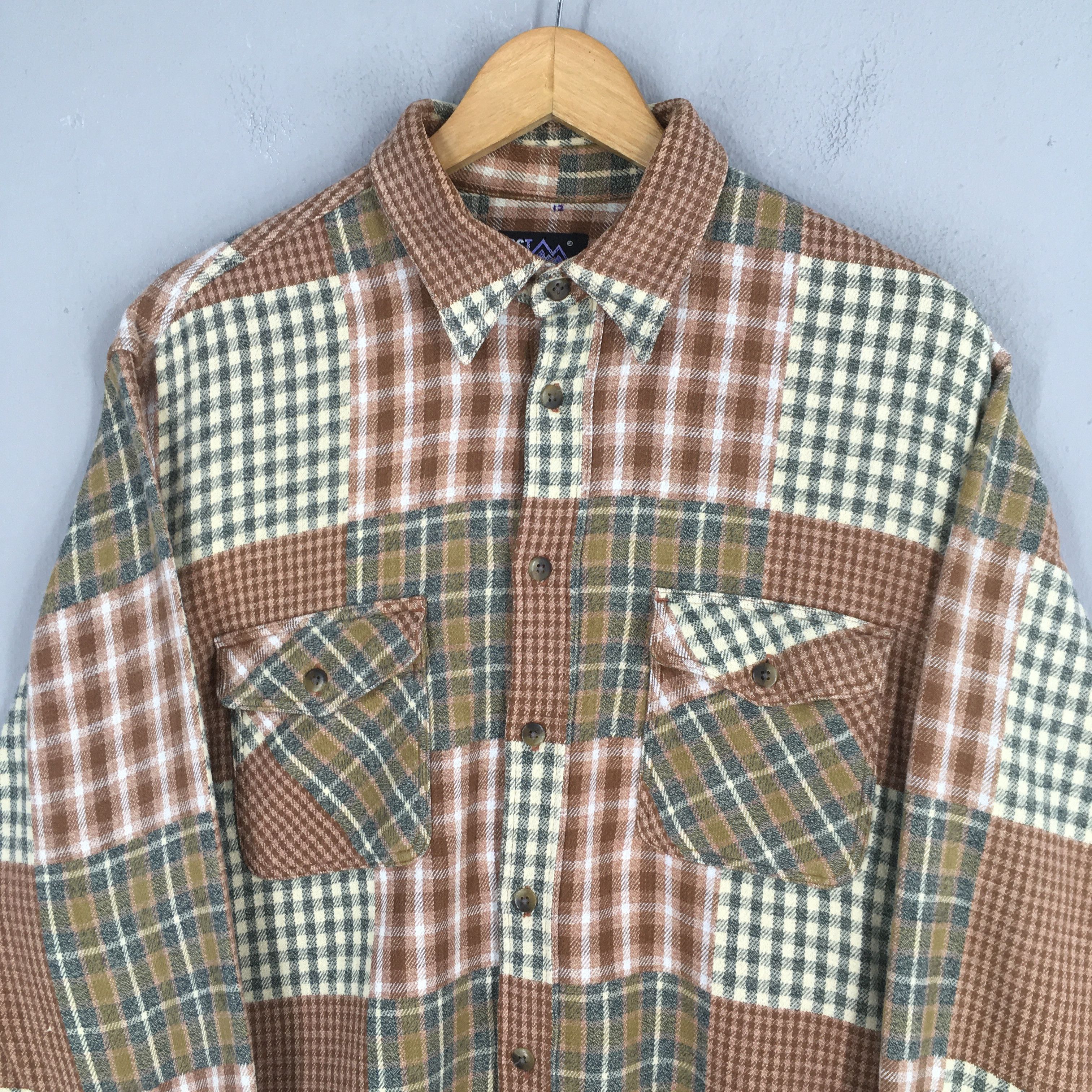Vintage Vintage 90s Patchwork Tartan Flannel Shirt Large Size US L / EU 52-54 / 3 - 2 Thumbnail