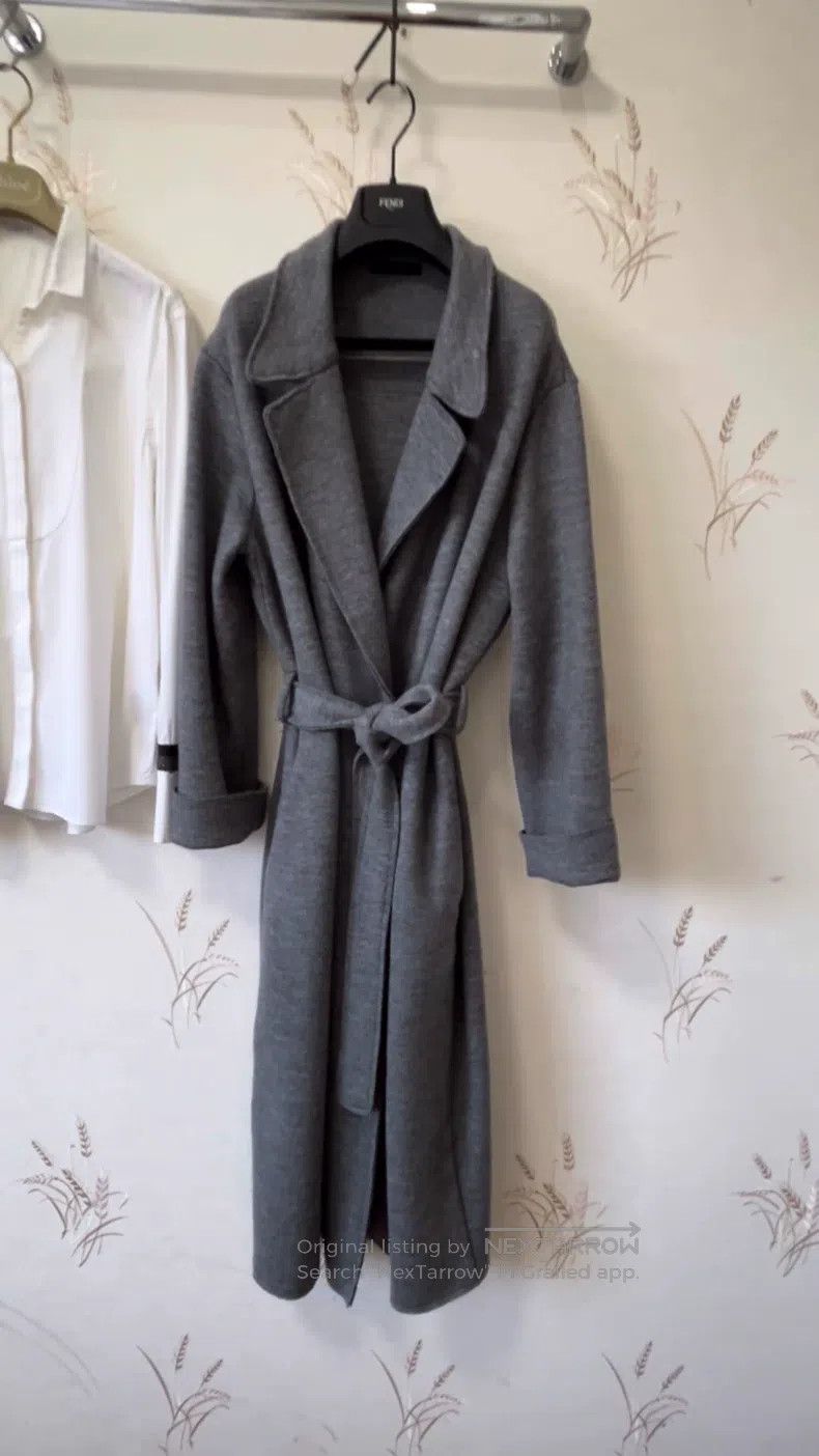The Row The Row High-End Gray Belted Wool Coat Size L / US 10 / IT 46 - 1 Thumbnail