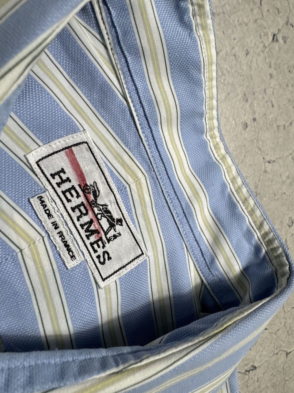 Hermes Hermes Striped Button Up Shirt Luxury Vintage Size US L / EU 52-54 / 3 - 5 Thumbnail