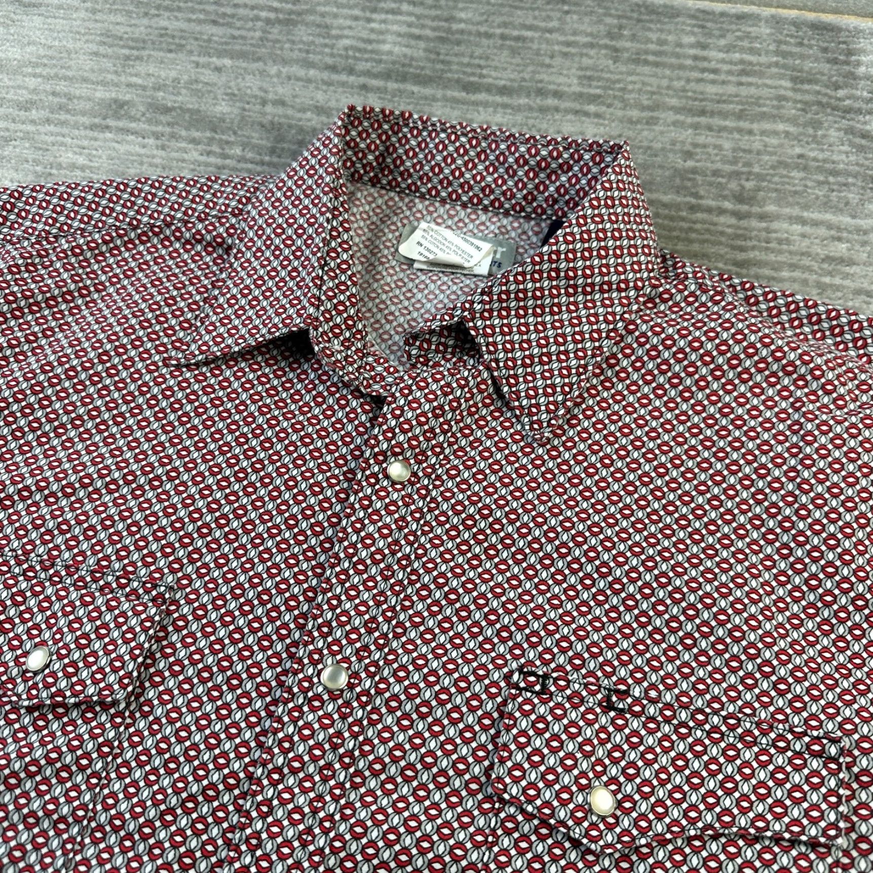 Wrangler VINTAGE Wrangler Wrancher Shirt Mens Large Red All Over Print Pearl Snap Western Size US L / EU 52-54 / 3 - 2 Thumbnail