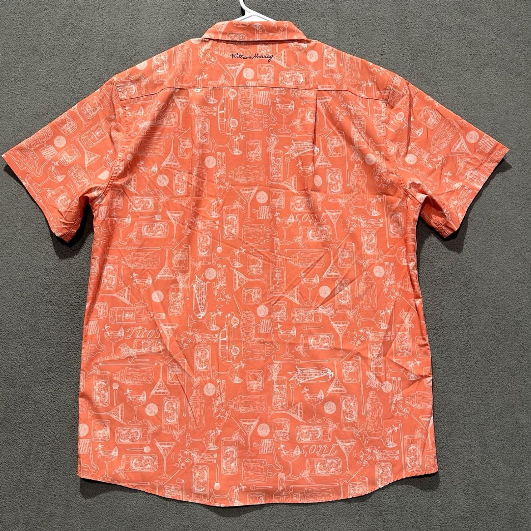 Vintage William Murray Polo Shirt Mens XL Orange Hometown Golf Cocktail Print AOP Size US XL / EU 56 / 4 - 3 Thumbnail